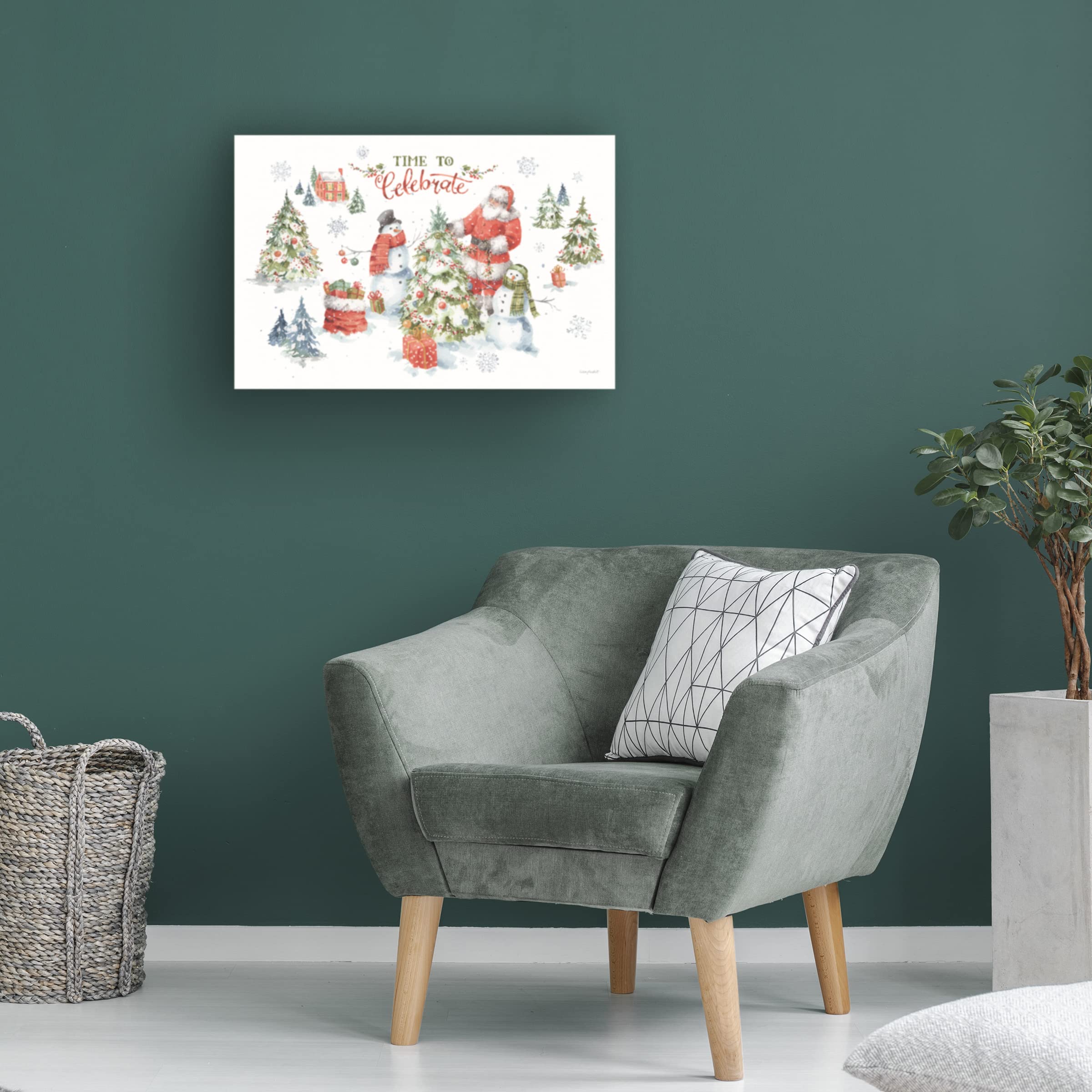 Lisa Audit 'Welcoming Santa' Canvas Wall Art Print - Christmas Holiday Home Decor for Living Room, Bedroom & Office