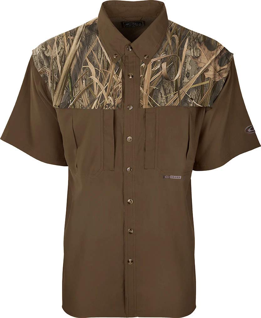 Drake EST 2-Tone Lightweight Wingshooter Short Sleeve MX5 Shirt - Comfortable Hunting & Outdoor Performance Wear for Men