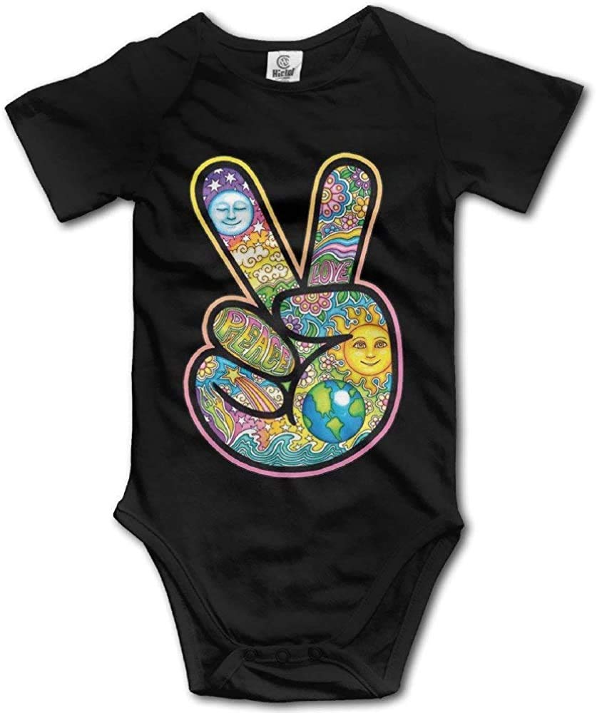 V Peace Sign Victory Hand Unisex Baby Bodysuit - Black 6 Months | Cute Infant Onesie for Casual Wear, Photo Shoots & Everyday Outfits
