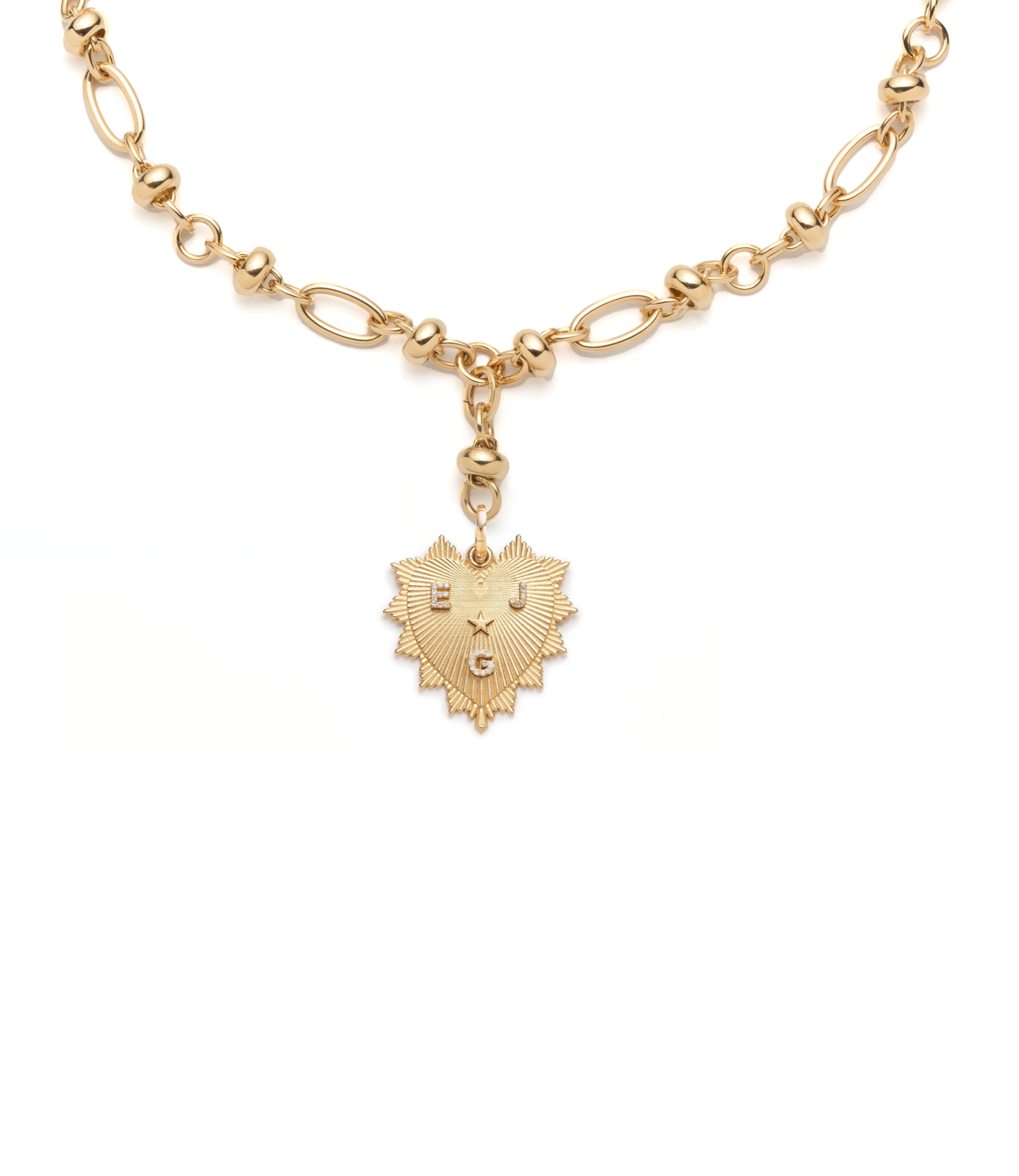 Custom Heart Love Token Orbit Extension Necklace in 14K Yellow Gold with Genuine Diamonds - Romantic Gift for Anniversary, Valentine's Day & Couples Jewelry