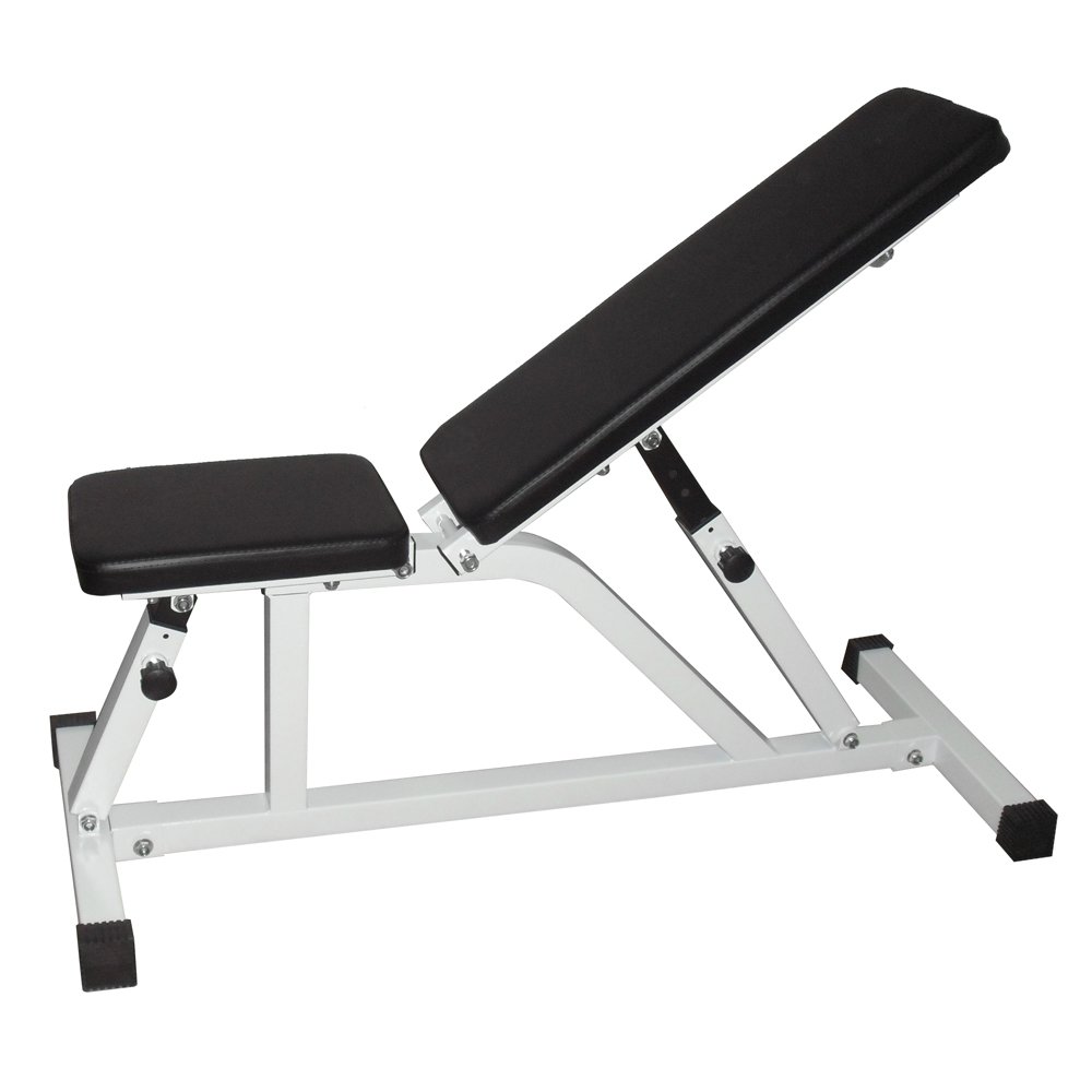 Adjustable Dumbbell Stool for Home Gym - White & Black Fitness Bench for Strength Training, Workouts & Home Exercise - Perfect for Small Spaces & Apartment Workouts