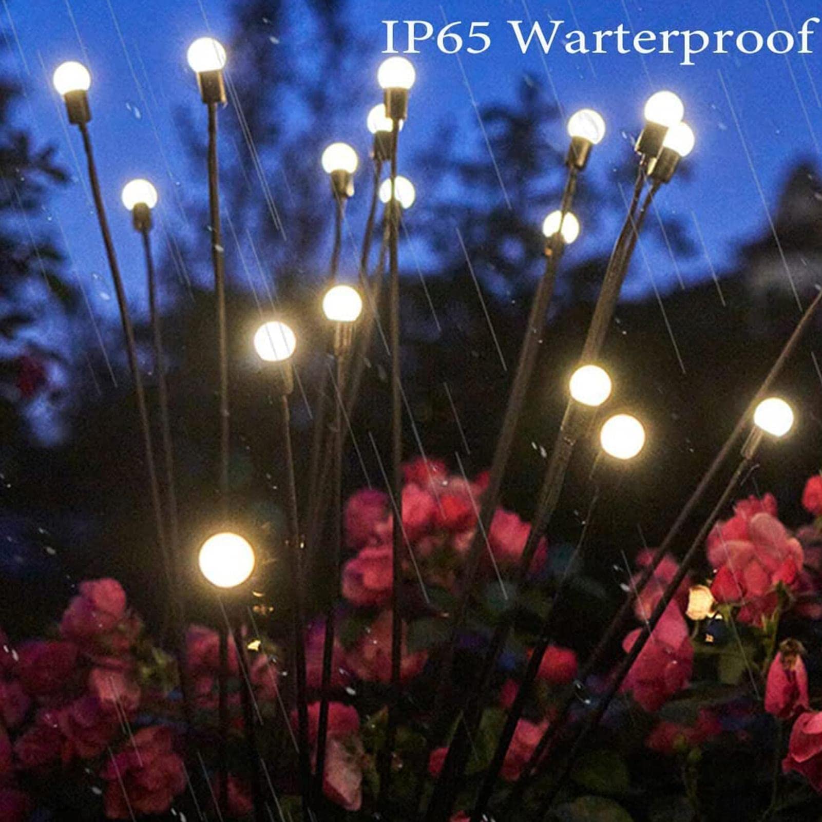 Solar Firefly Lights - 6 LED Solar Garden Stake Lights for Yard, Pathway, Lawn - Waterproof Outdoor Decor