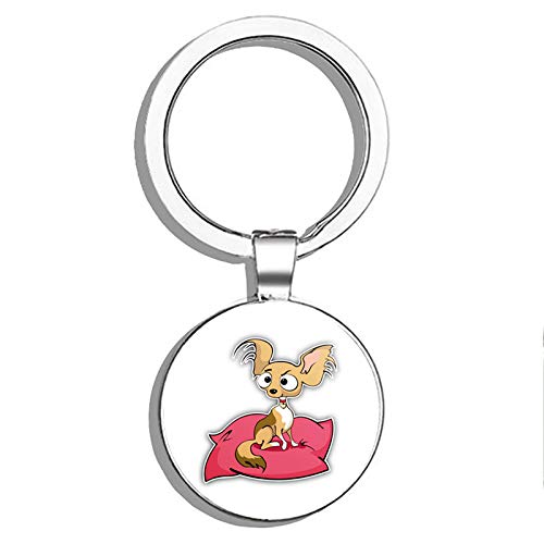 Funny Chihuahua Double Sided Stainless Steel Keychain - Durable Key Ring Holder for Car Keys, House Keys & Key Finder - Perfect Gift for Dog Lovers & Pet Owners