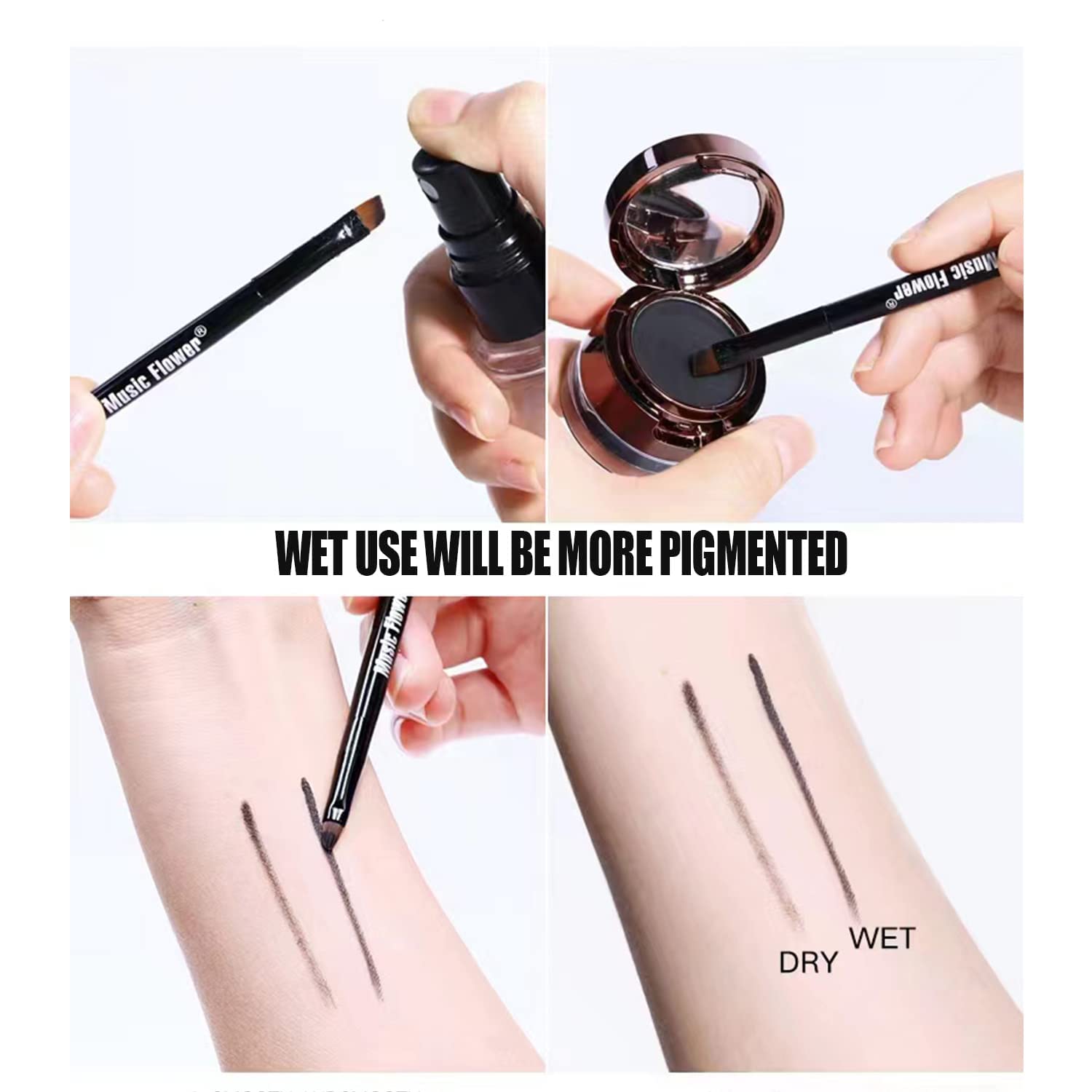 4-in-1 Waterproof Gel Eyeliner & Eyebrow Powder Kit - Brown & Black Shades with Precision Brush | Long Lasting Makeup for Day & Night Looks | Perfect for Professional Makeup Artists & Beginners