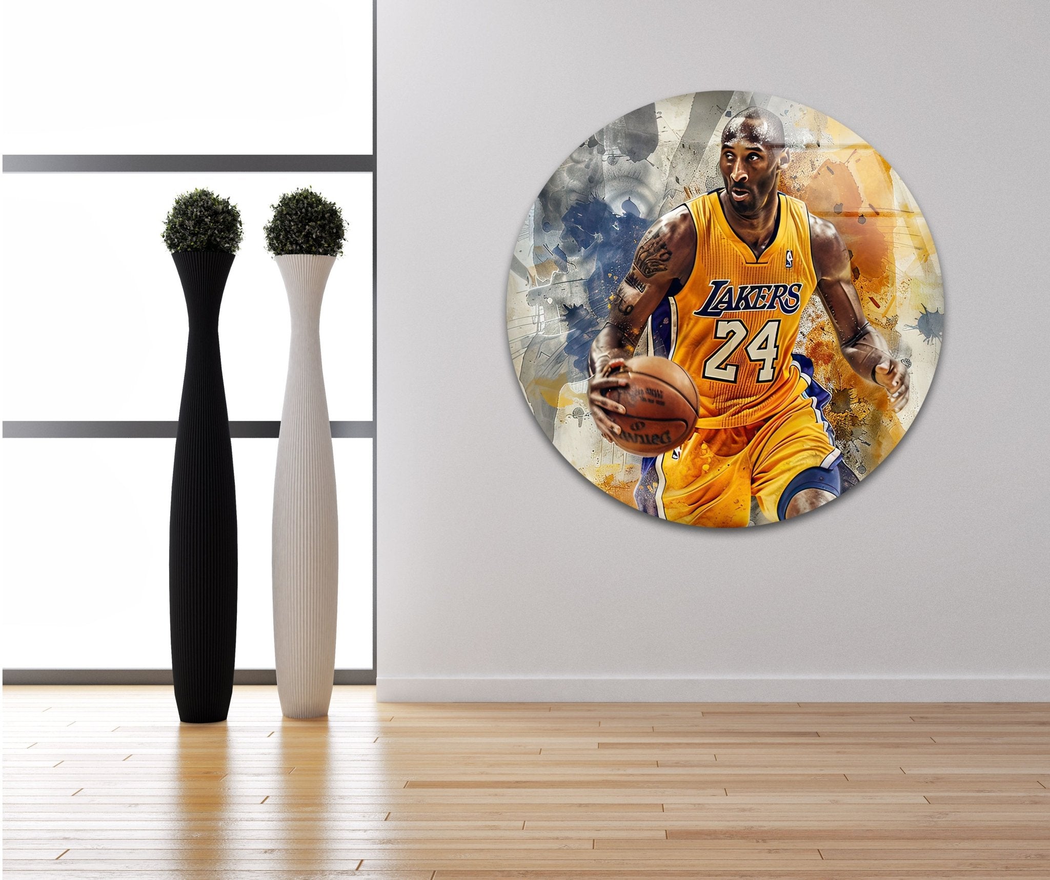 Kobe Bryant Basketball Wall Art - Stained Glass Tribute for Lakers Fans - Perfect for Home, Office, and Sports Memorabilia Collections