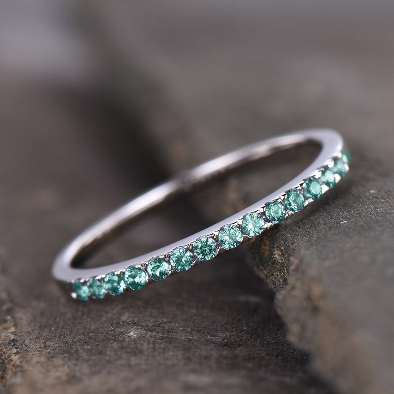 Silver Alexandrite Wedding Band - Sterling Silver Eternity Ring for Stacking | Perfect for Bridal Jewelry, Anniversary Gifts & Everyday Elegance