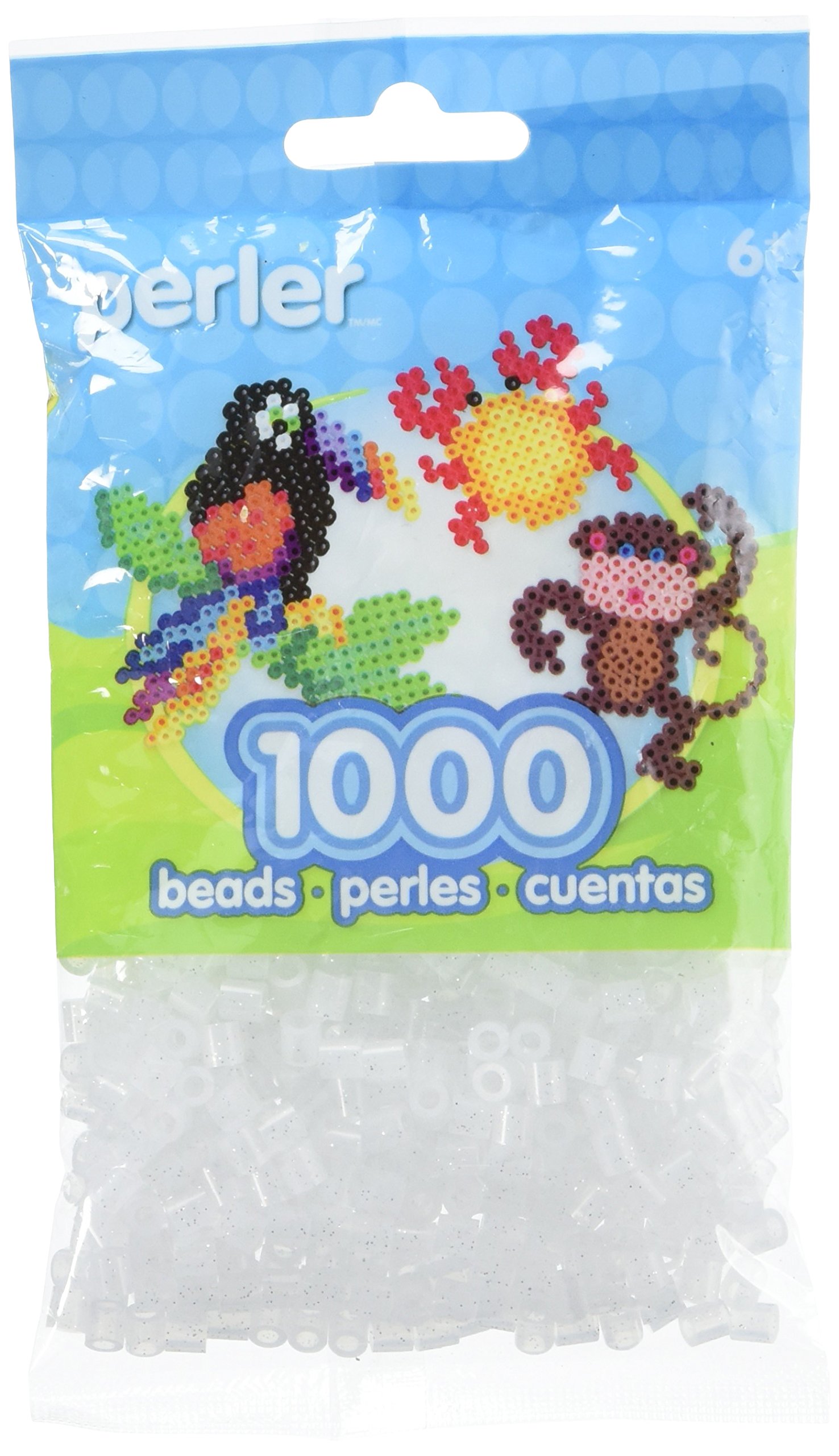 1000pcs Clear Glitter Perler Beads for DIY Crafts - Perfect for Jewelry Making, Kids Art Projects & Home Decor