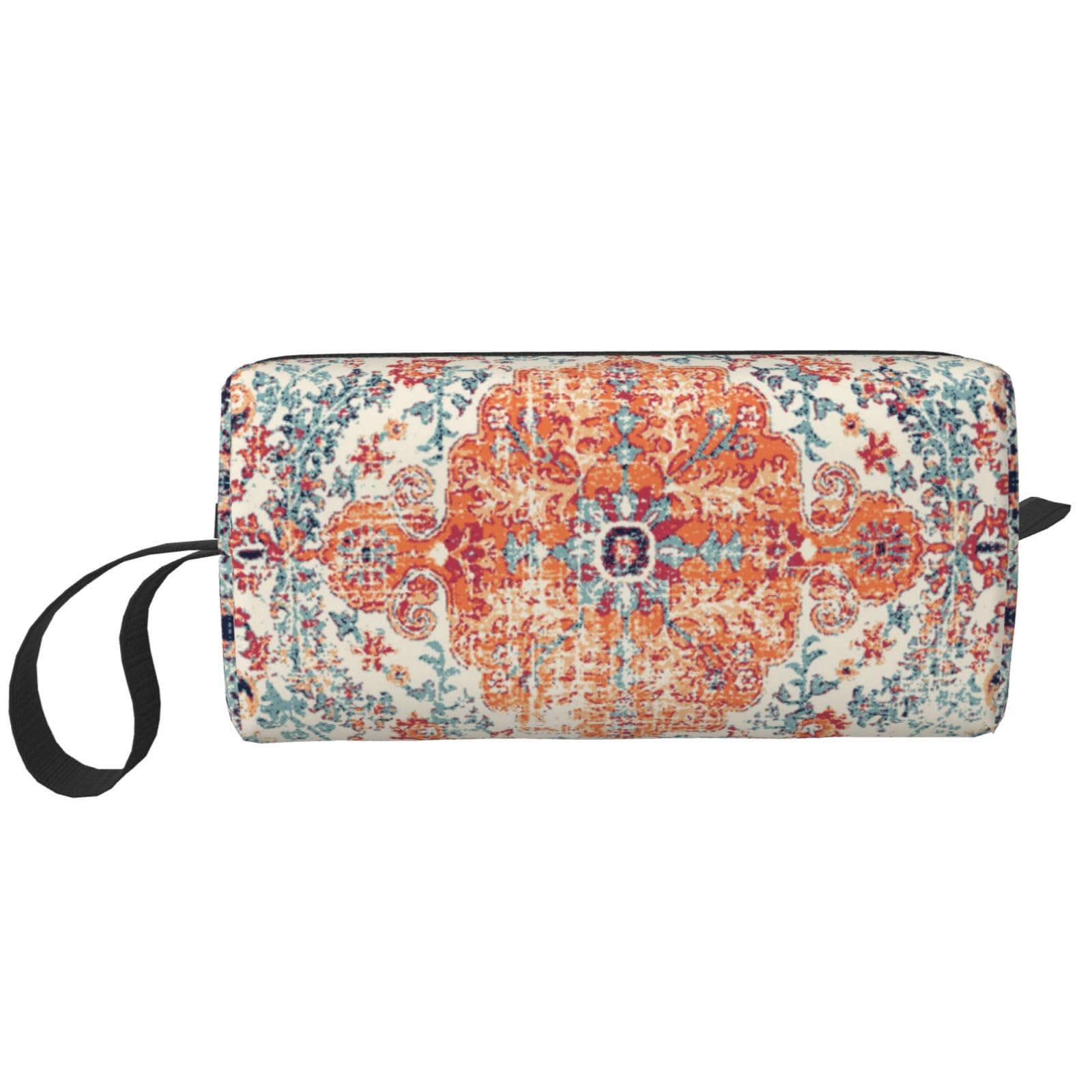 Boho Makeup Bag Travel Toiletry Pouch for Women - Portable Cosmetic Organizer