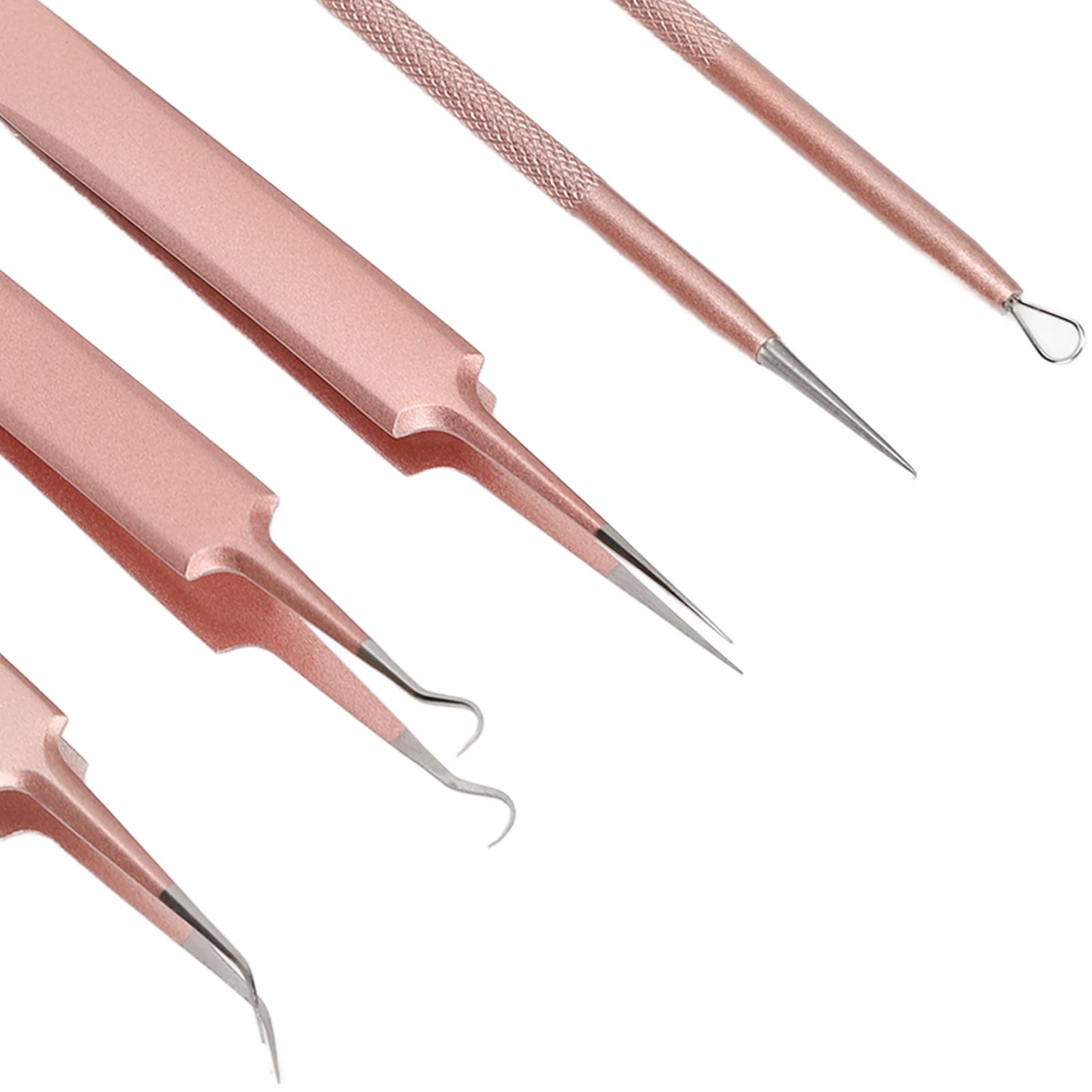 EXCLUZO Professional Pimple Extractor Needles Kit - Stainless Steel Blackhead & Whitehead Remover, Non-Slip Pore Cleaner Tools for Acne Treatment (Rose Gold) - Perfect for Home Skincare & Facial Care Routine