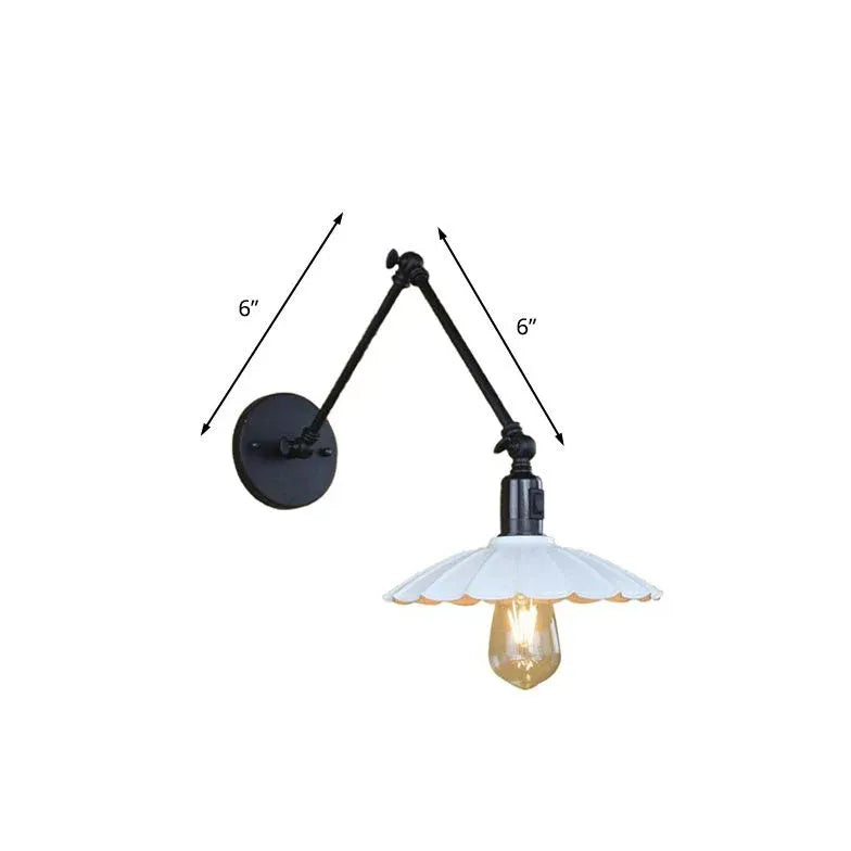Vintage Flower Lampshade Swing Arm Wall Light - Adjustable Reading Light for Bedroom, Living Room & Study Room