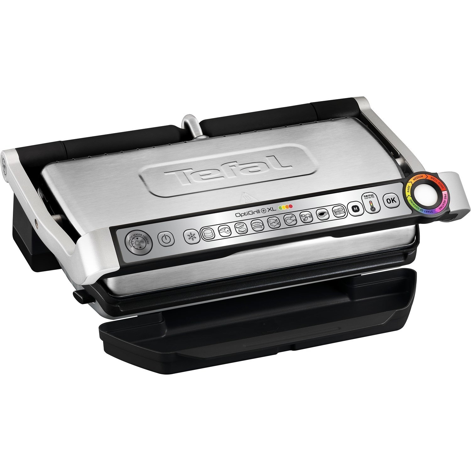 Tefal GC722D40 Optigrill Plus XL Electric Grill - 9 Automatic Cooking Settings, Smart Sensor, Non-Stick Removable Plates, Stainless Steel Design - Perfect for Indoor BBQ, Family Gatherings & Healthy Meals