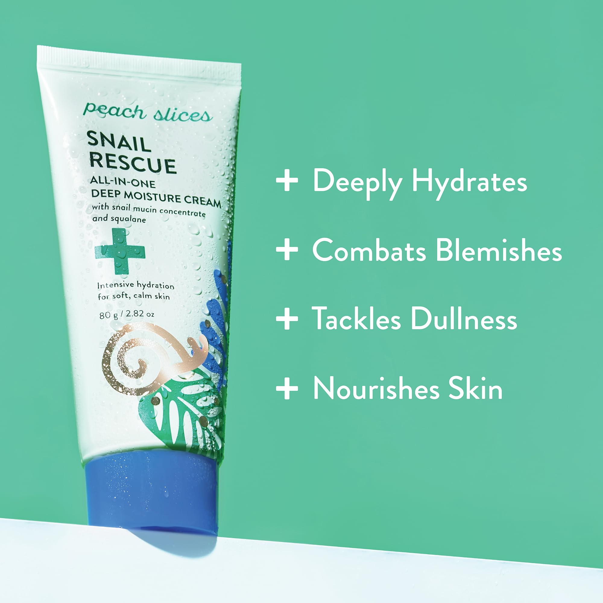 Peach Slices Snail Rescue All-In-One Deep Moisture Cream for Face - Korean Skincare with Snail Mucin for Dry, Sensitive Skin - Hydrating & Repairing Night & Day Moisturizer for Women & Men