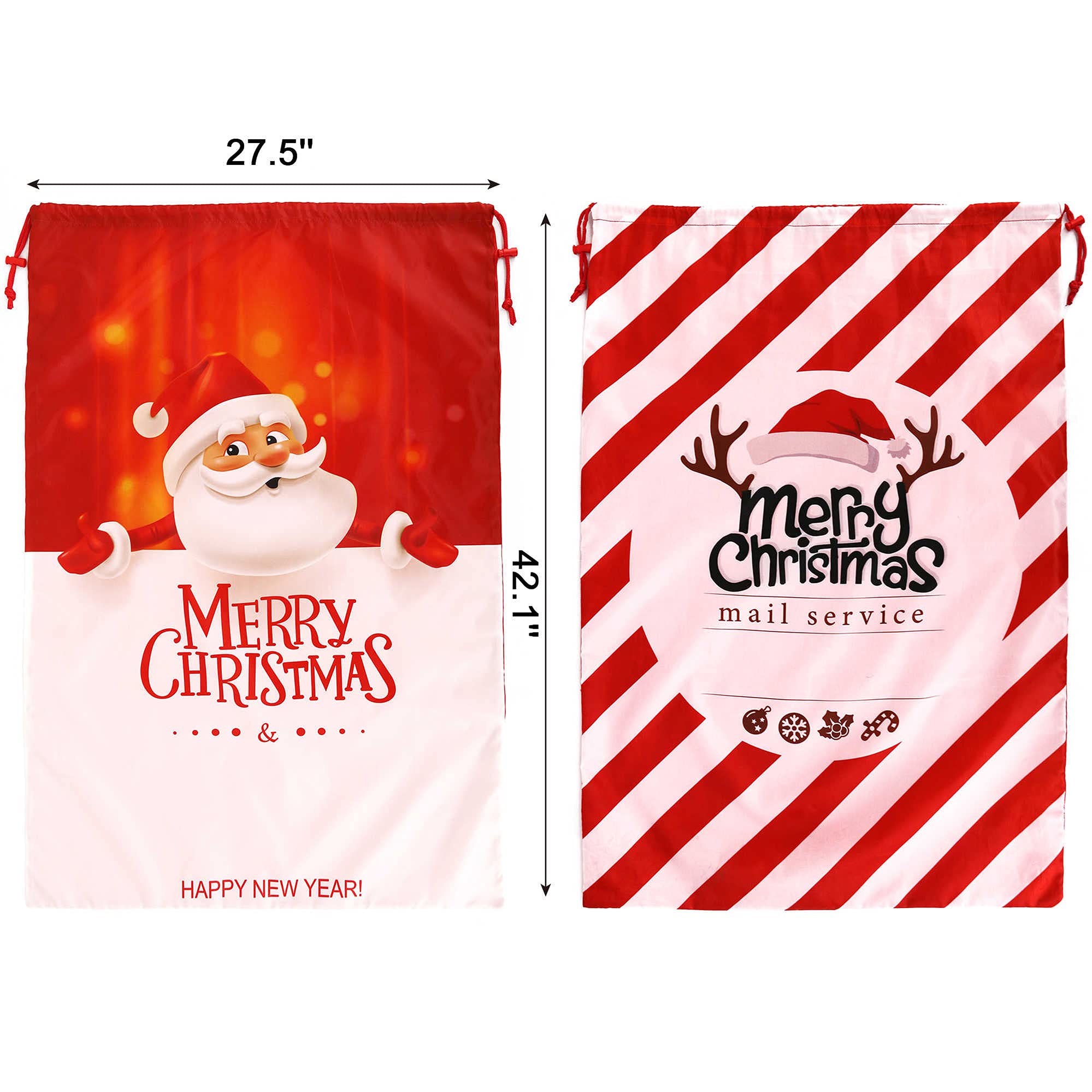 BeeGreen 2-Pack Extra Large Christmas Gift Bags 27.6x42 Inch - Heavy Duty Santa Sack Drawstring Bags for Holiday Wrapping, Family Gifts & Party Favors - Perfect for Christmas Morning, Secret Santa Exchanges & Festive Home Decor