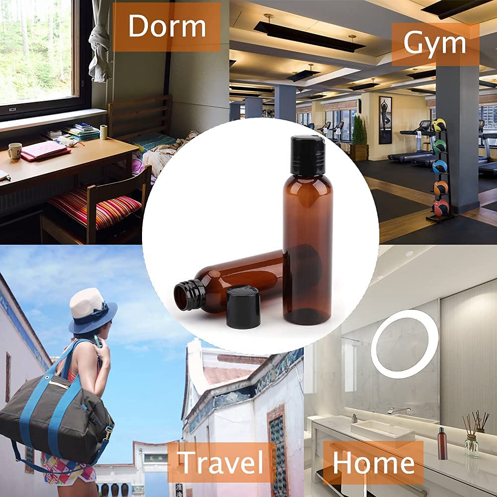 10-Pack 100ml Amber & Clear Plastic Travel Bottles - Leak-Proof Refillable Squeeze Containers with Flip Cap for Toiletries, Shampoo, Oils - Perfect for TSA Carry-On, Gym, Vacation & DIY Beauty Products