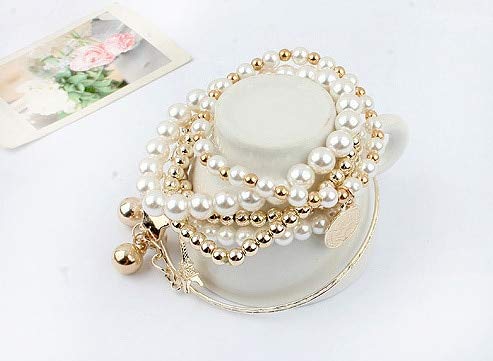 Ochoos European Style Multilayer Coin & Eiffel Tower Bracelet Set for Women - Trendy Beaded Star Tassel Bangles in Gold Metal - Perfect for Parties, Dating & Everyday Fashion Accessories