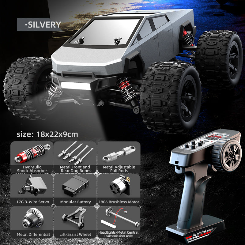 JJRC C8811 1/20 Scale RC Car - 4WD High Speed 40km/h Off Road Climbing Truck with Brushless Motor, LED Lights (Black/Red) - Ready to Run for Outdoor Racing & Backyard Adventure