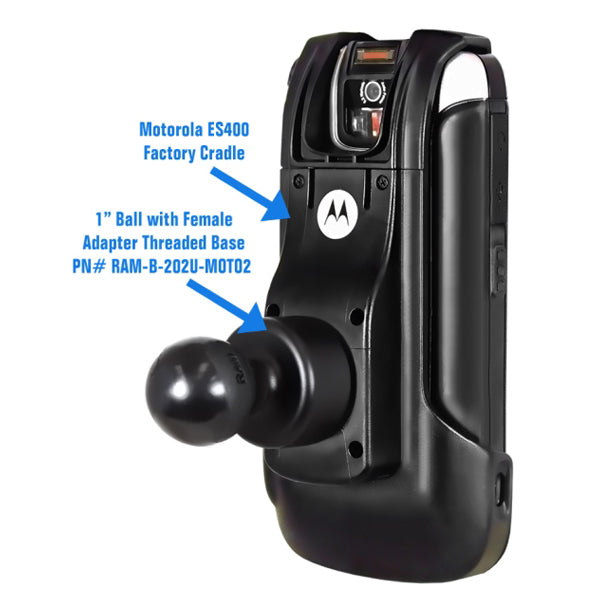 RAM B-202U-MOTO2 Adapter Base & 1 Ball Mount for Motorola ES400 MC45 TC55 - Secure Device Mounting for Warehouse, Delivery & Field Service Use