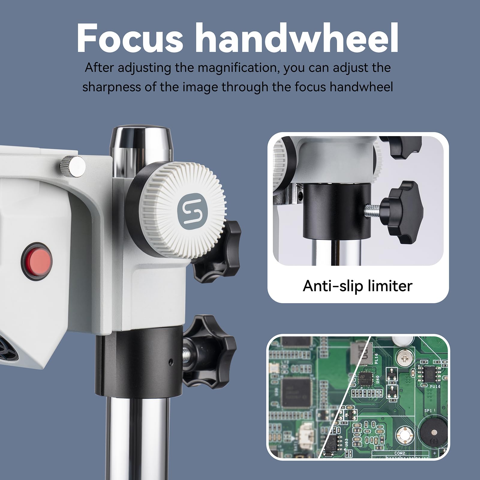 Professional Trinocular Stereo Microscope 7X-50X Magnification with WF10x23 Eyepieces - Ideal for Electronics Repair, Soldering, PCB Inspection & Lab Research