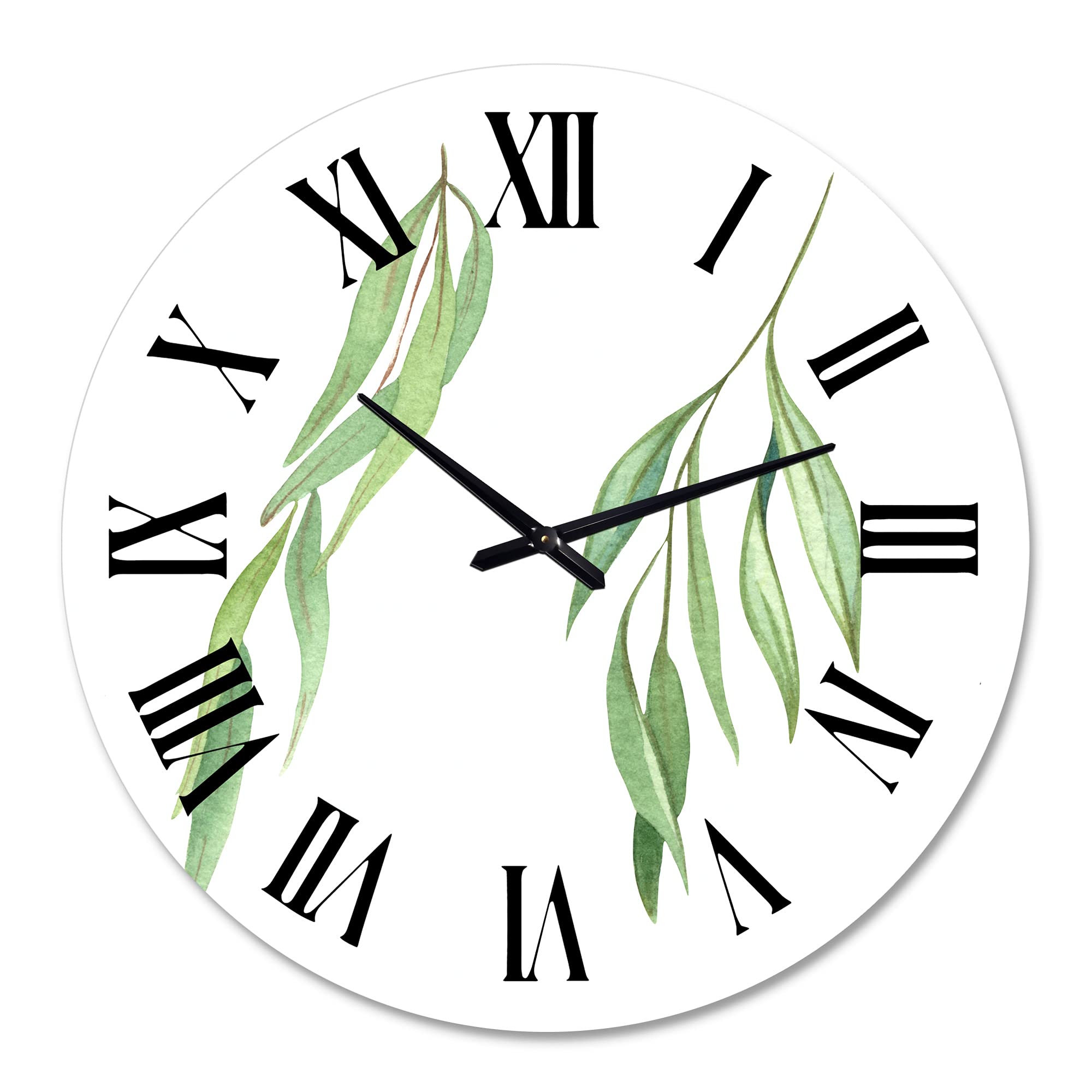 Farmhouse Wall Clock with Two Willow Branches - Large Floral & Botanical Wall Decor for Living Room, Bedroom, or Kitchen | Rustic Home Décor