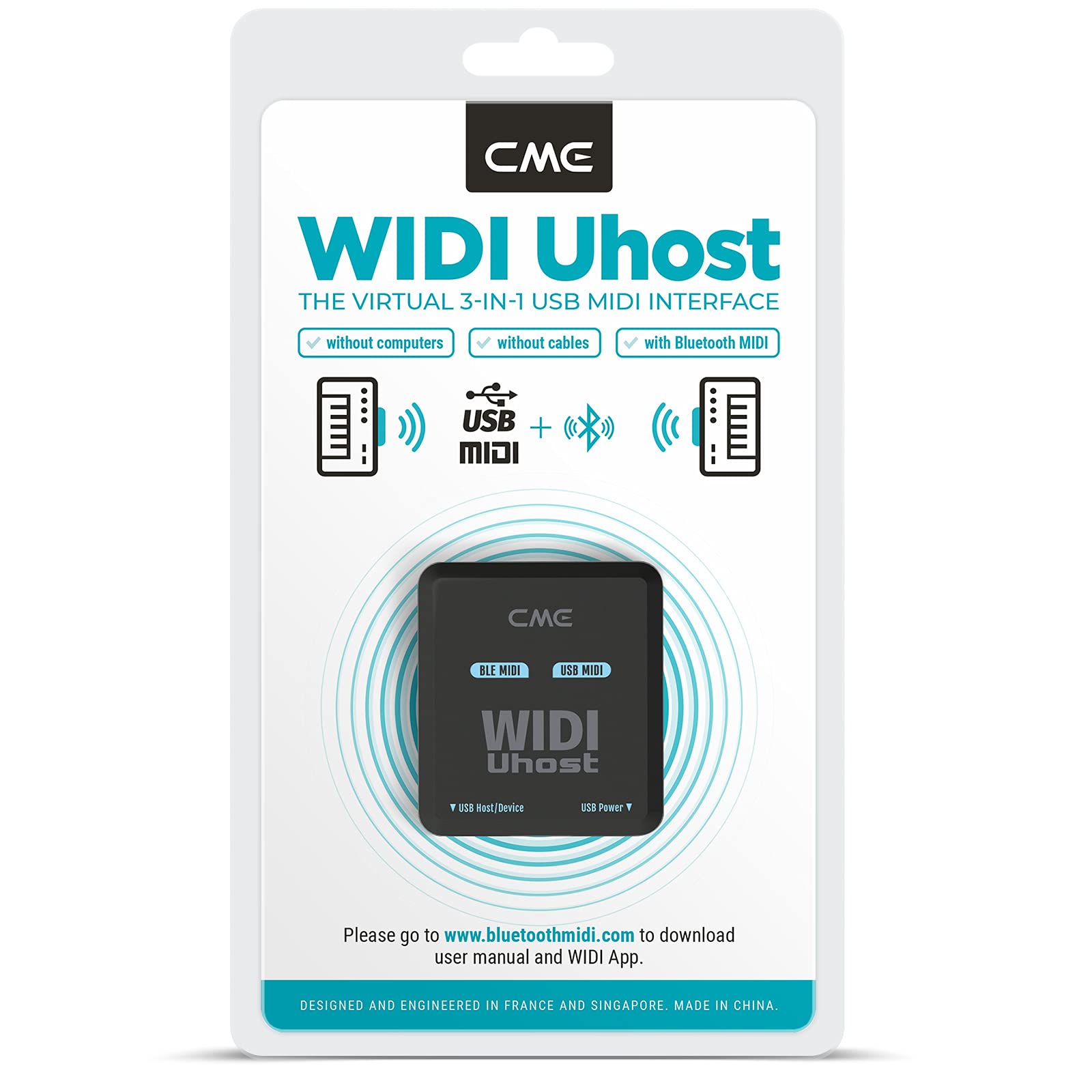 CME WIDI Uhost - Bluetooth USB MIDI Interface & USB Host for Class Compliant MIDI Devices | Compatible with Windows, Mac, iOS, Android, Linux & ChromeOS | Perfect for Music Production, Live Performances & Studio Recording