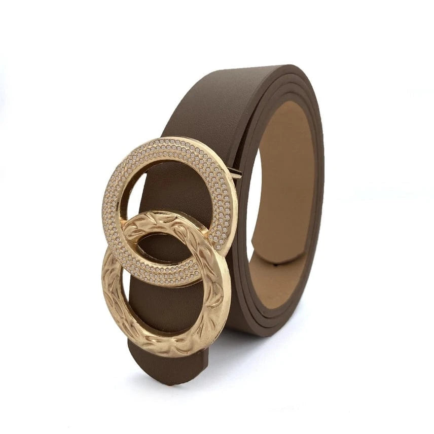 Stylish Brown Double O Buckle Belt for Men & Women | Genuine Leather Dress Belt | Perfect for Office, Casual & Formal Wear