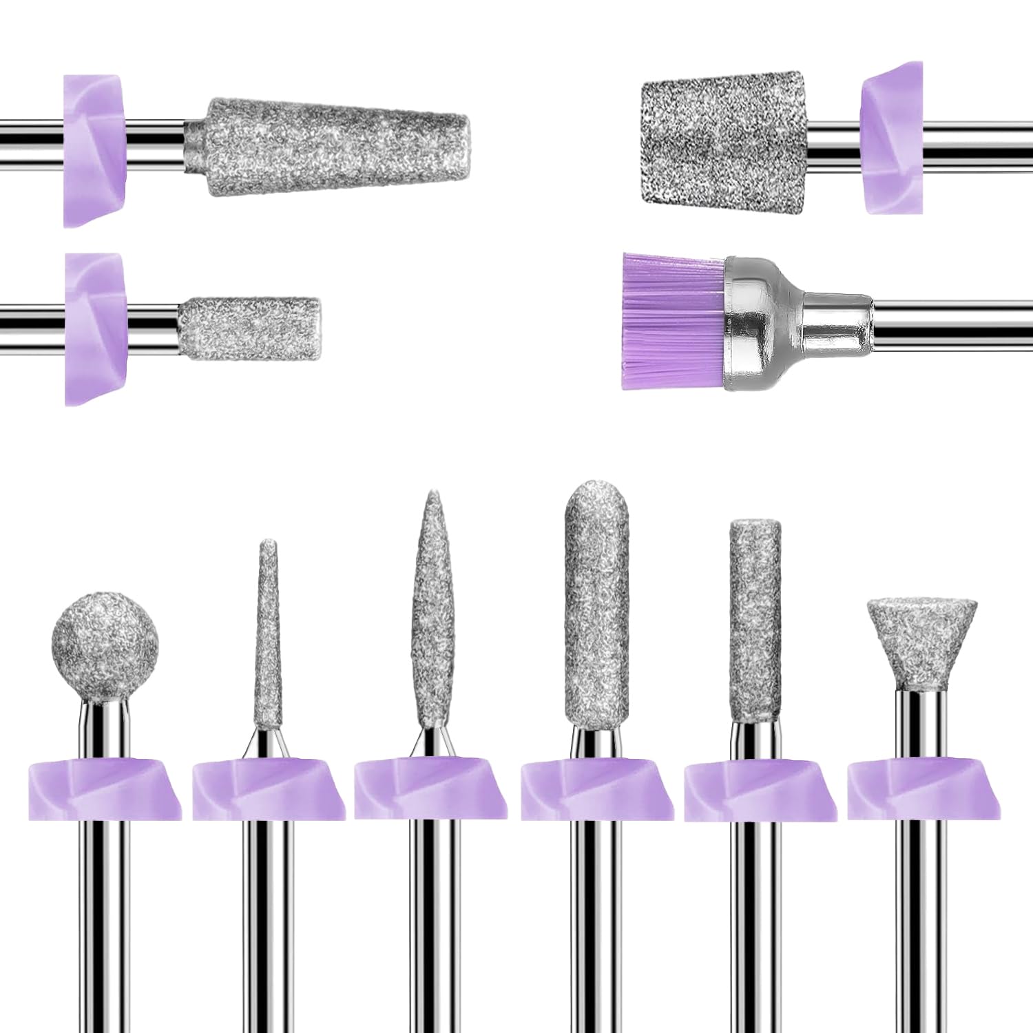 10PCS Professional Nail Drill Bits Set - 3/32 Inch Diamond Bits for Nail Drill Efile, Cuticle Cleaner & Acrylic Remover - Manicure Pedicure Kit for Gel Polish & Nail Prep - Perfect for Salon & Home Use