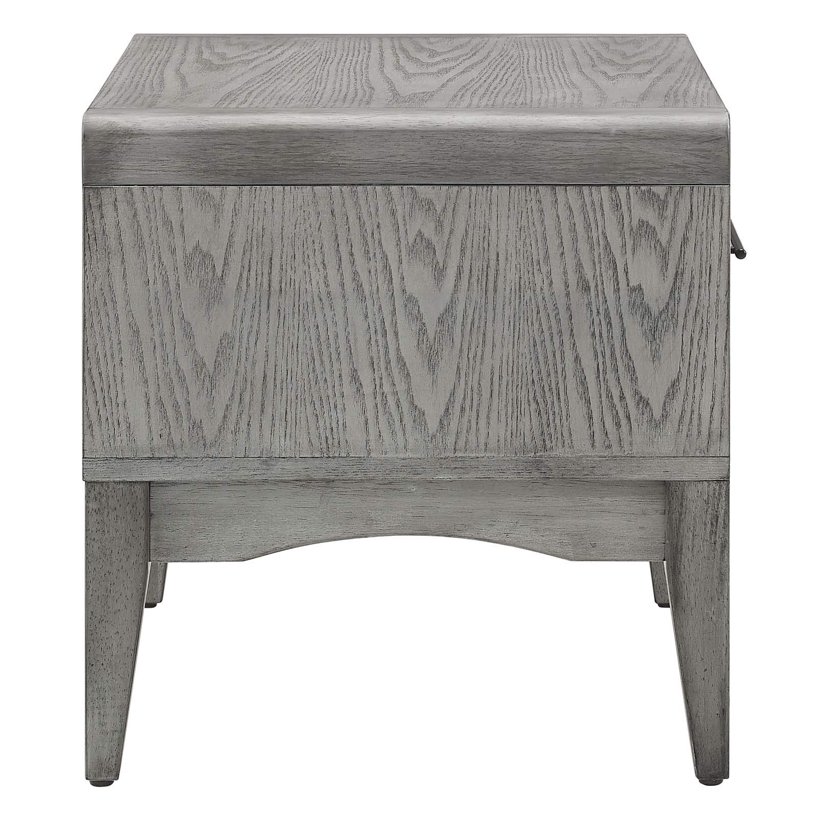 Modway MOD-6724-GRY-SET 3-Piece Gray Wooden King Size Bedroom Set with Platform Bed & Nightstands - Modern Bedroom Furniture for Master Suite & Guest Rooms