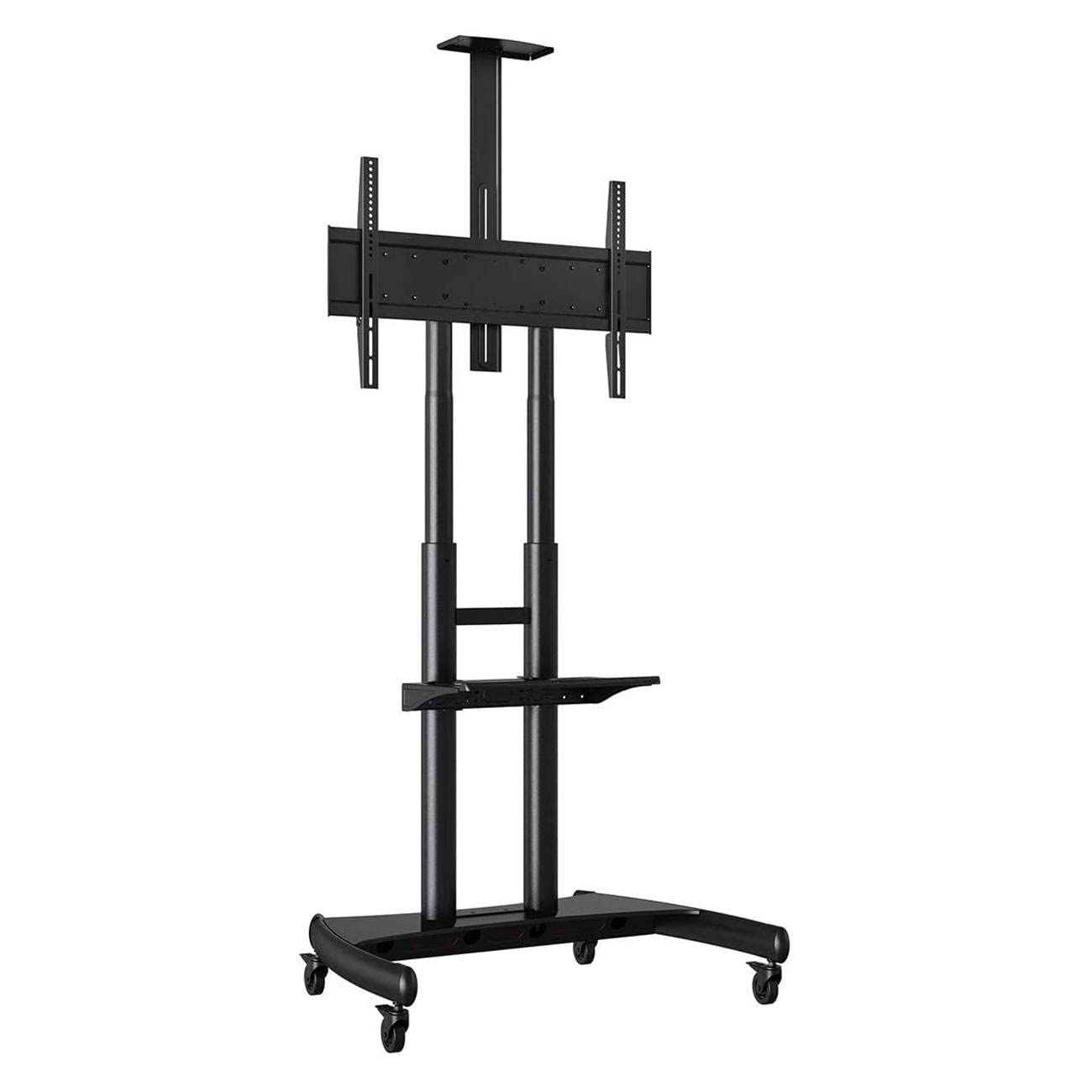 Heavy-Duty Rolling TV Stand for 55-85 Inch Screens - Mobile TV Cart with Wheels Supports 200 lbs for LCD/LED/OLED/Plasma Flat & Curved TVs - Adjustable Height AV Shelf & Camera Tray - Perfect for Living Rooms, Home Theaters, and Studio Setups