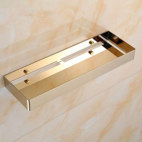 Stainless Steel Gold Bathroom Corner Shelf - Rustproof Shower Organizer Rack, Square Nail-Free Storage for Bathroom & Shower - Perfect for Organizing Toiletries, Soaps, and Shampoos in Small Spaces