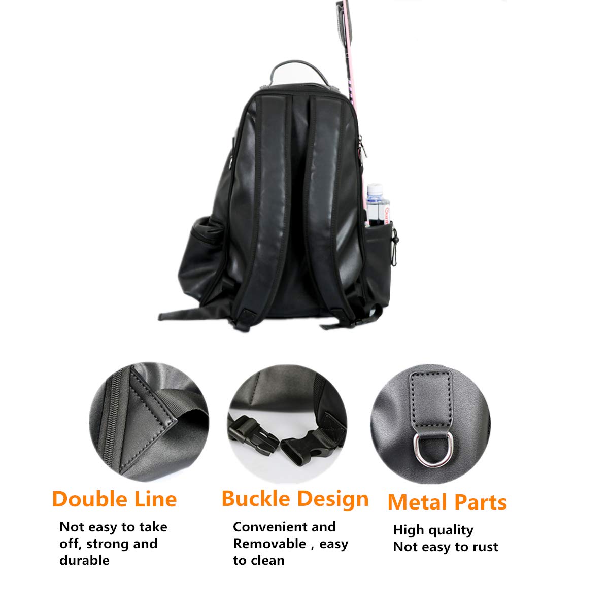 UNISTRENGH Professional Equestrian Backpack with Hidden Mesh Helmet Compartment - Waterproof Horse Riding Gear Storage Bag (Black PU Leather) - Perfect for Show Jumping, Dressage & Trail Riding
