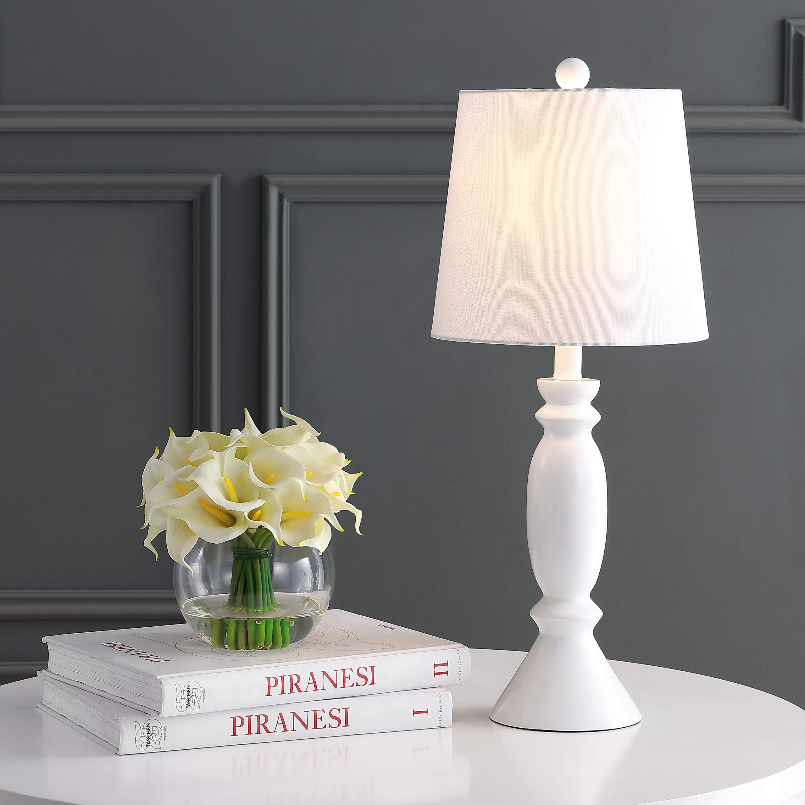 SAFAVIEH Kian 24-inch Modern Farmhouse Table Lamp - White Contemporary LED Desk Light for Bedroom, Living Room & Home Office (Bulb Included) - Perfect for Nightstands, Reading & Ambient Lighting