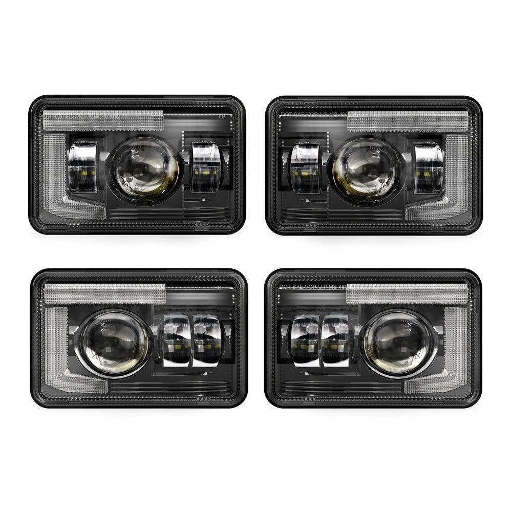 4x6 Inch DOT Certified Sealed Beam LED Headlights with DRL - Compatible with Peterbilt, Kenworth, Freightliner, Ford, Chevrolet Trucks - High Brightness for Night Driving & Foggy Conditions