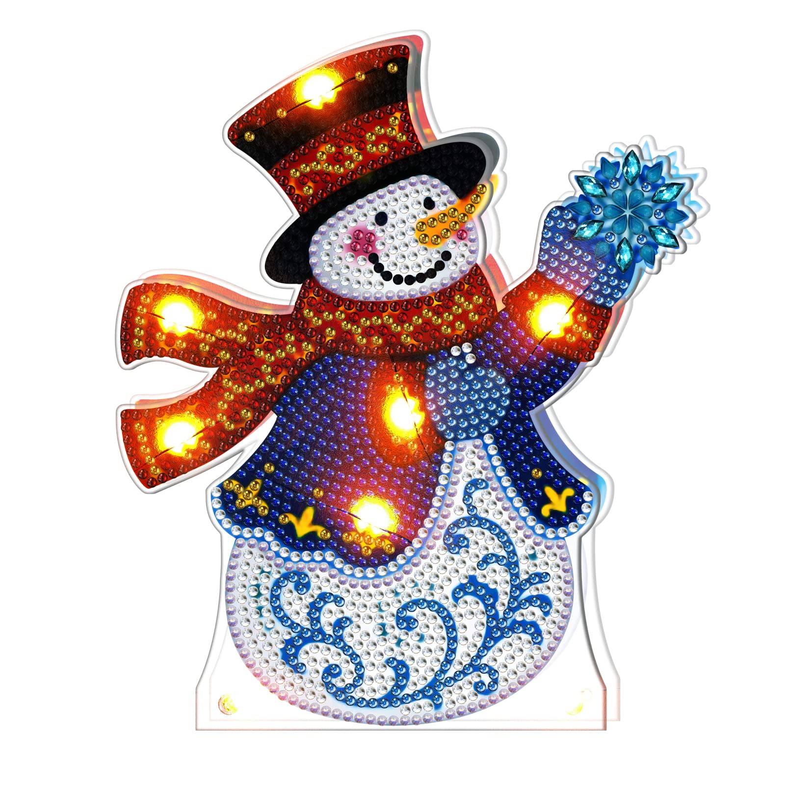 5D Diamond Painting Snowman Christmas Night Light - DIY LED Crystal Art Lamp Kit, Battery Operated Double-Sided Nightlight for Bedside, Desk, Bedroom Decor | Perfect Holiday Gift & Cozy Home Ambiance