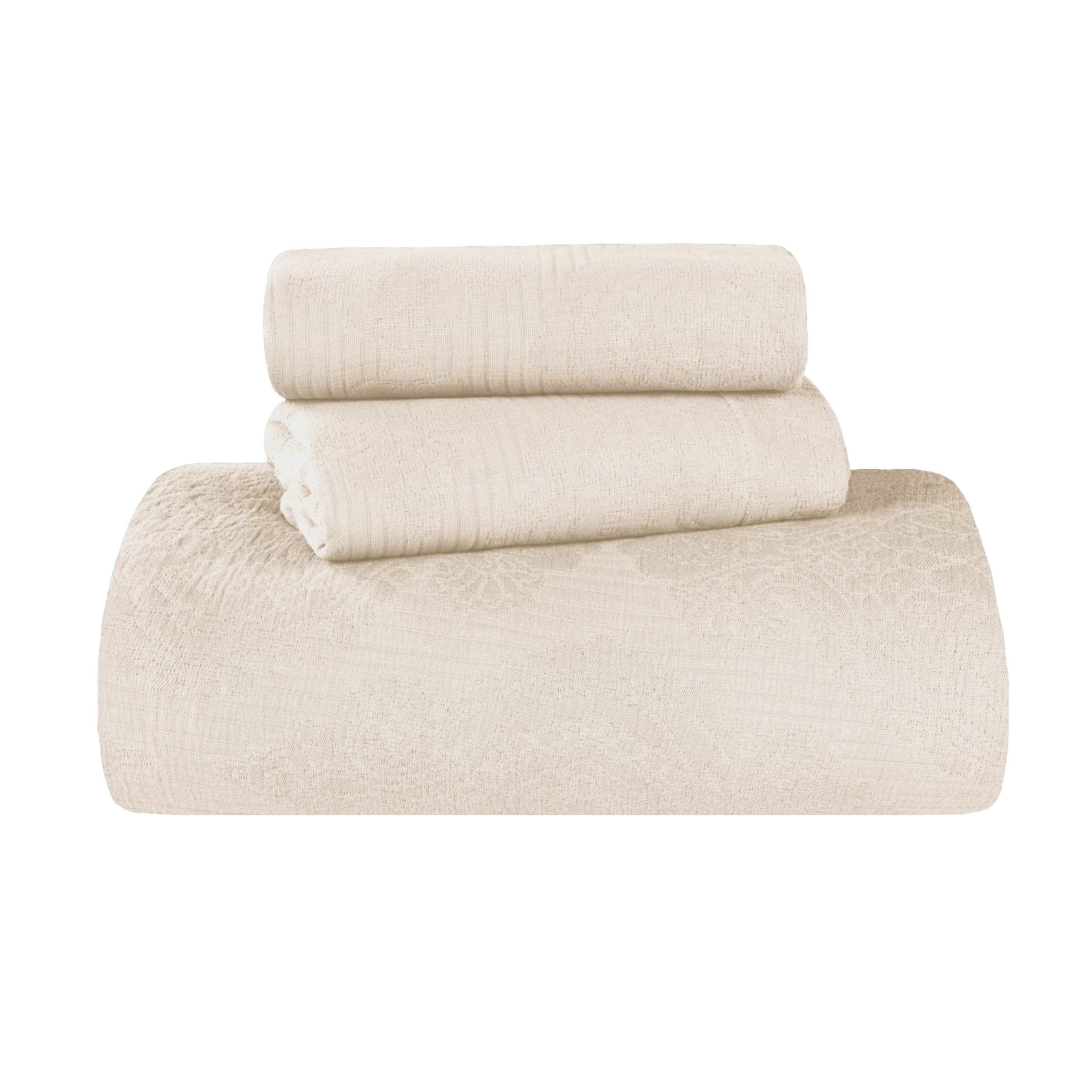 Victory Cotton Matelasse Scrolling Medallion Airy Bedspread Set - Queen Size Lightweight Quilted Coverlet for Bedroom Decor - Perfect for Guest Rooms, Master Suites & Cozy Home Styling