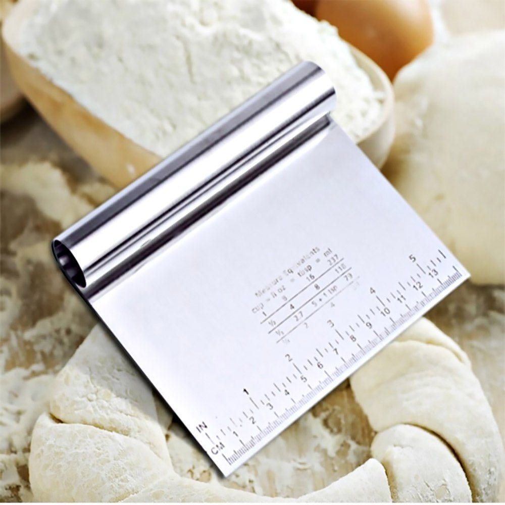 Premium Emilio Stainless Steel Bench Scraper - Dough Cutter, Pastry Scraper & Kitchen Tool for Baking, Cooking & Food Prep - Heavy Duty Metal Blade with Ergonomic Handle