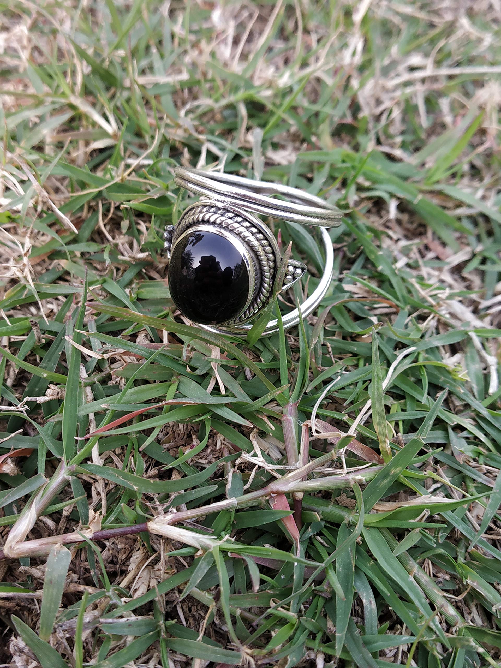 925 Sterling Silver Black Onyx Ring - Handcrafted Boho Gypsy Wedding Gift, Promise Ring & December Birthstone Jewelry for Bridesmaids | Unique Artisan Designer Ring for Women, Anniversary & Special Occasions