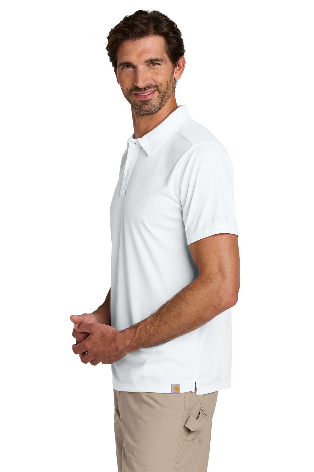Carhartt Force Sun Defender Custom Polo Shirt - UPF 50+ UV Protection, Moisture Wicking, Breathable Workwear for Men - Perfect for Outdoor Jobs, Golf & Summer Activities (White)