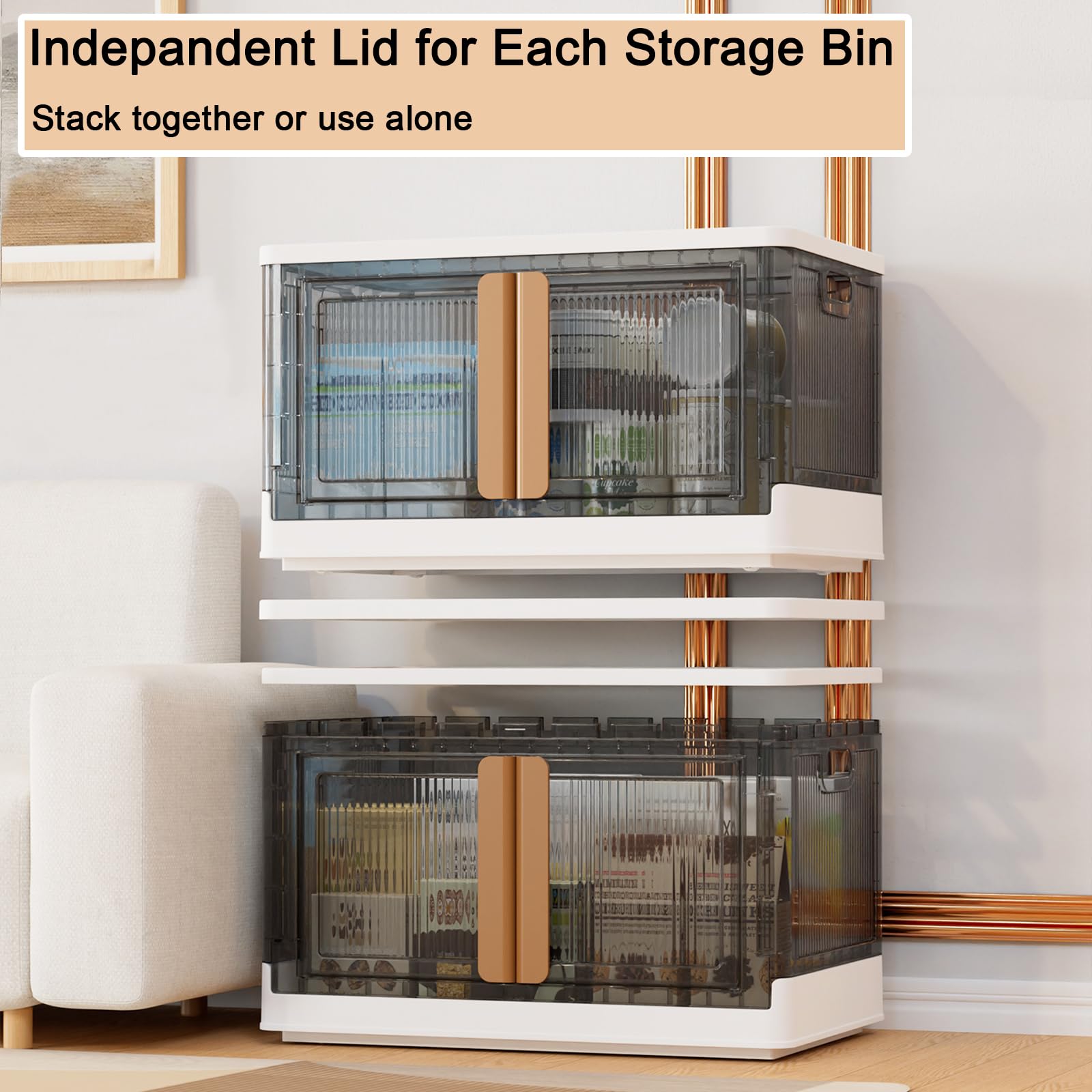 235Qt Plastic Storage Bins (5-Pack x 47QT) - Foldable, Stackable & Wheeled Organizer Bins with Front Opening | Perfect for Closet Organization, Home Storage & Garage Shelving