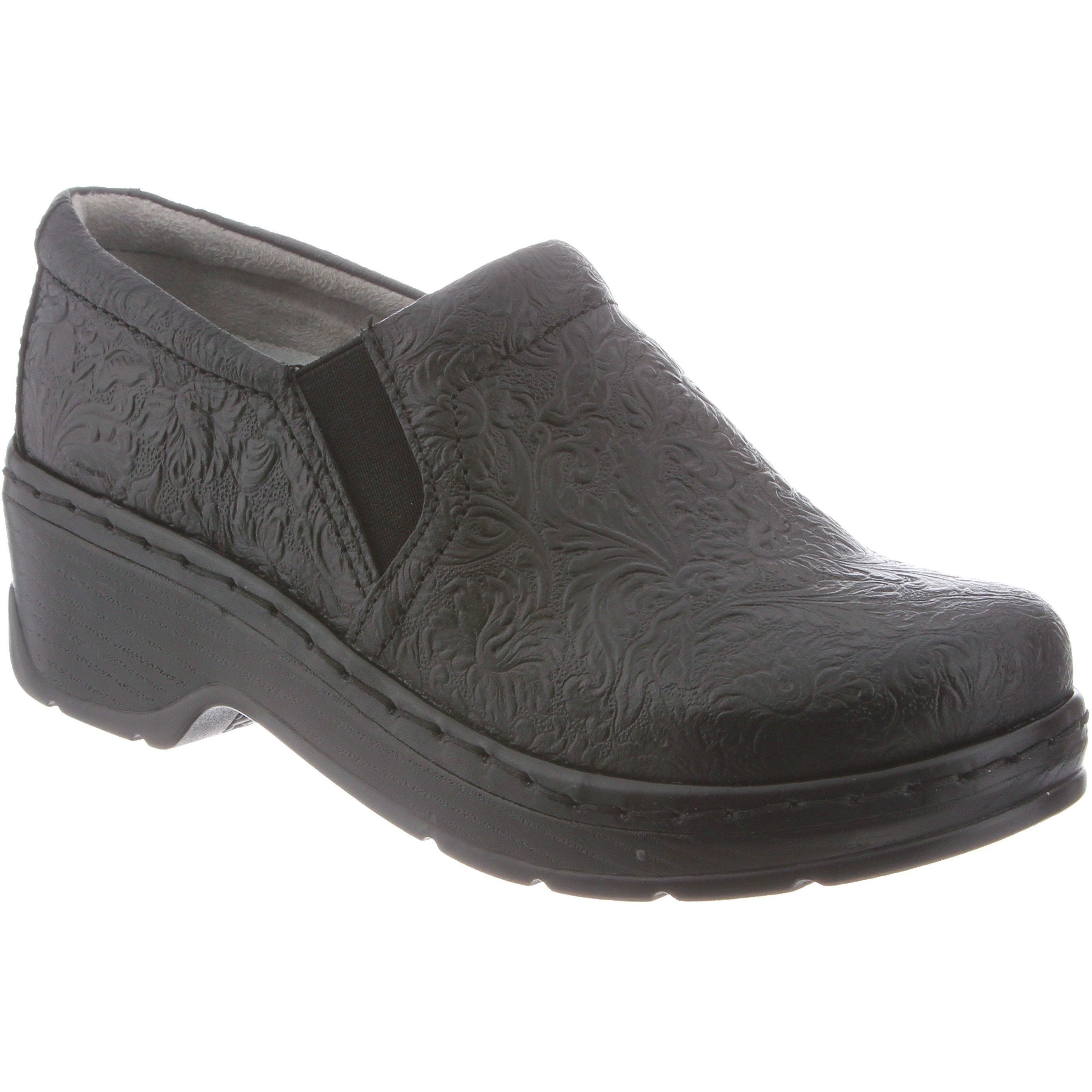 KLOGS Naples Black Tooled Leather Sandals - Medium & Wide Width for Women - Perfect for Beach, Vacation & Summer Outfits