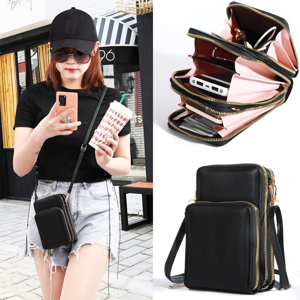 Stylish Leather Crossbody Phone Purse for Women - Multi-Pocket Wallet Bag with Credit Card Slots | Perfect for Travel, Shopping & Everyday Use