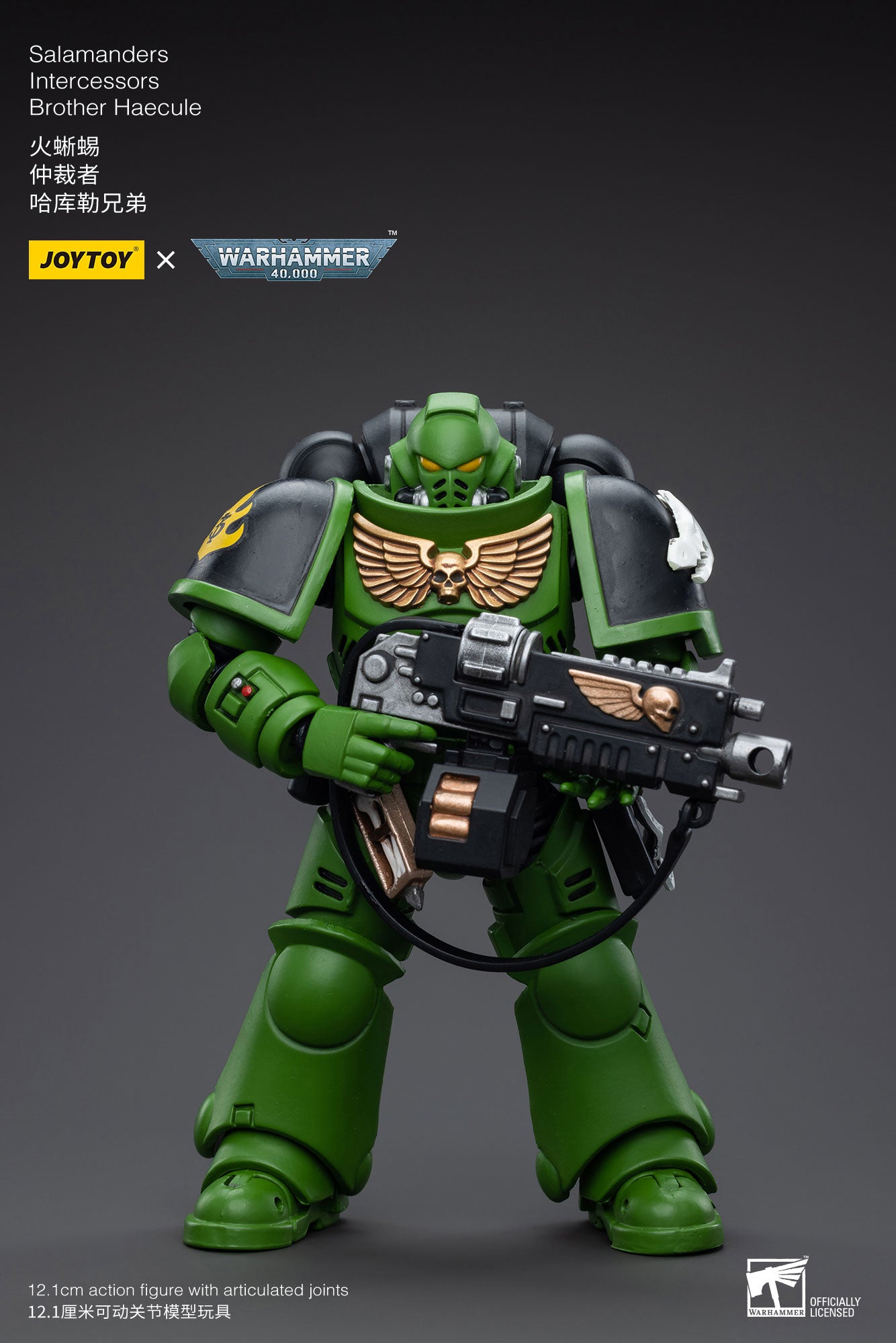 JOYTOY 1/18 Scale 3.75 Inch Warhammer 40K Salamanders Space Marine Intercessors Brother Haecule Action Figure - Reissue Collectible Model for Tabletop Gaming & Display