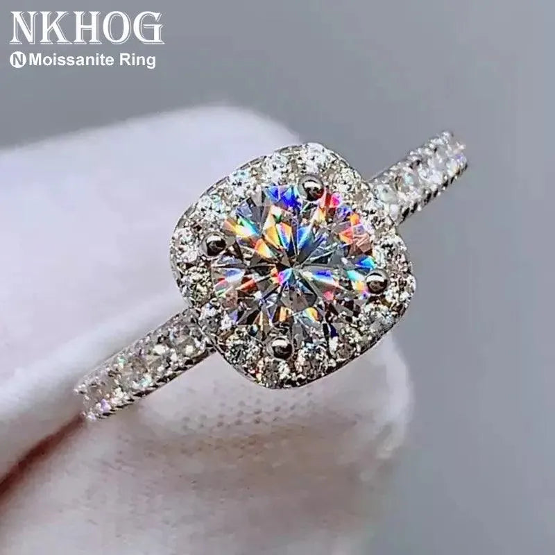 1CT 2CT 3CT Moissanite Engagement Ring for Women - 925 Sterling Silver Square & Round Cut Wedding Band, Anniversary Jewelry Gift | Perfect for Proposals, Bridal Sets & Special Occasions