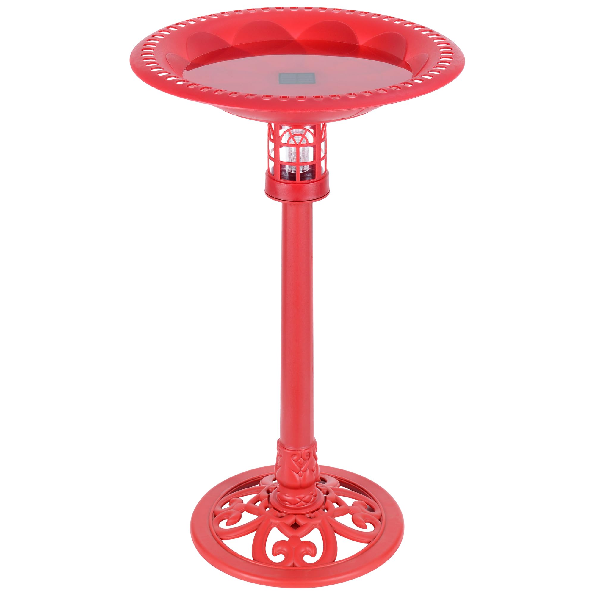 Sun-Ray 811011 Solar Powered Red LED Bird Bath for Garden - Attracts Birds with Solar Light for Outdoor Decoration