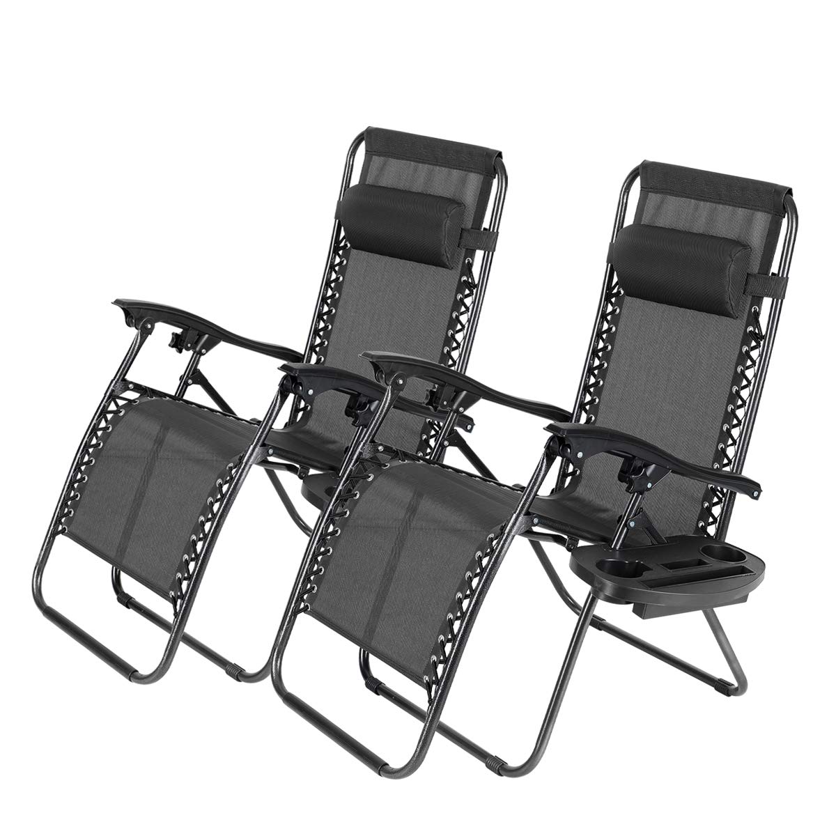 Best Zero Gravity Recliner Chair for Outdoor Relaxation - Patio, Lawn, Poolside Lounge Chair with Cup Holder & Tray - Perfect for Backyard, Camping, Beach (Black)