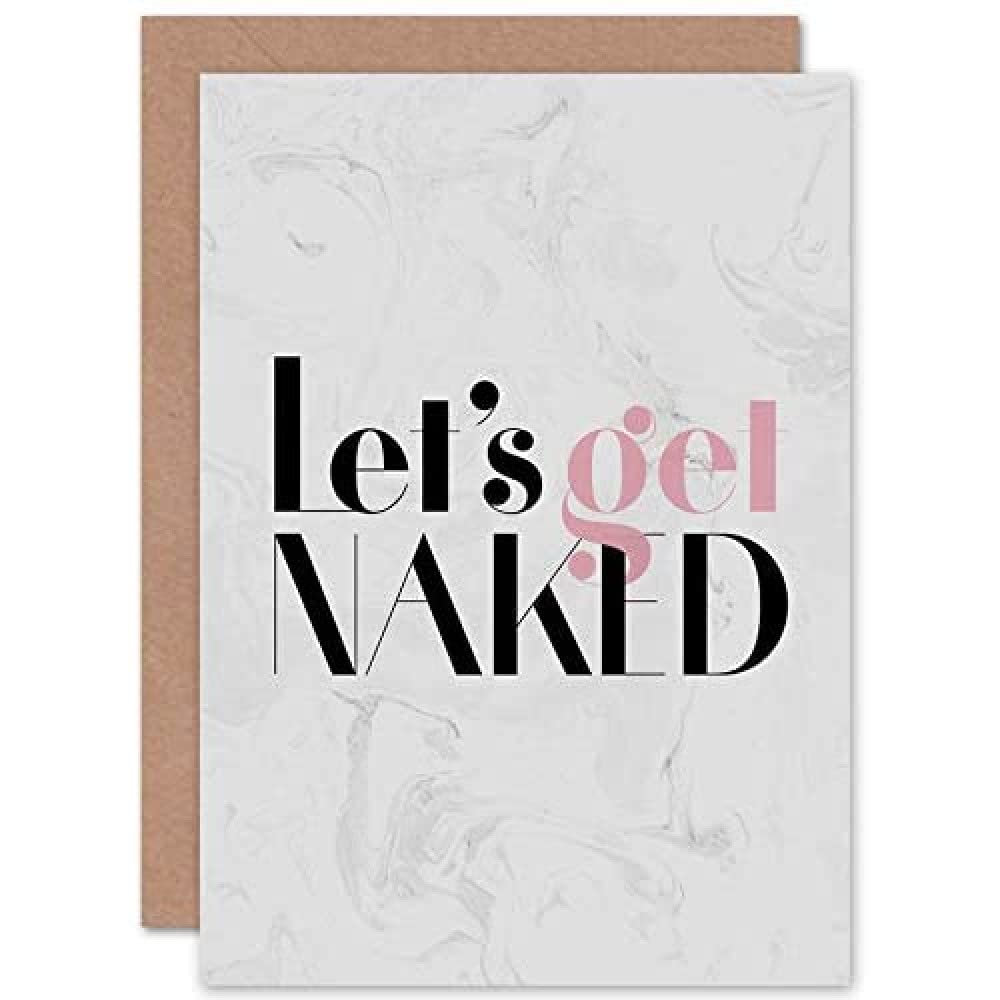 Wee Blue Coo 'Let's Get Naked' Funny Greeting Card with Dusty Rose Design - Perfect for Anniversaries, Bachelorette Parties & Romantic Gifts