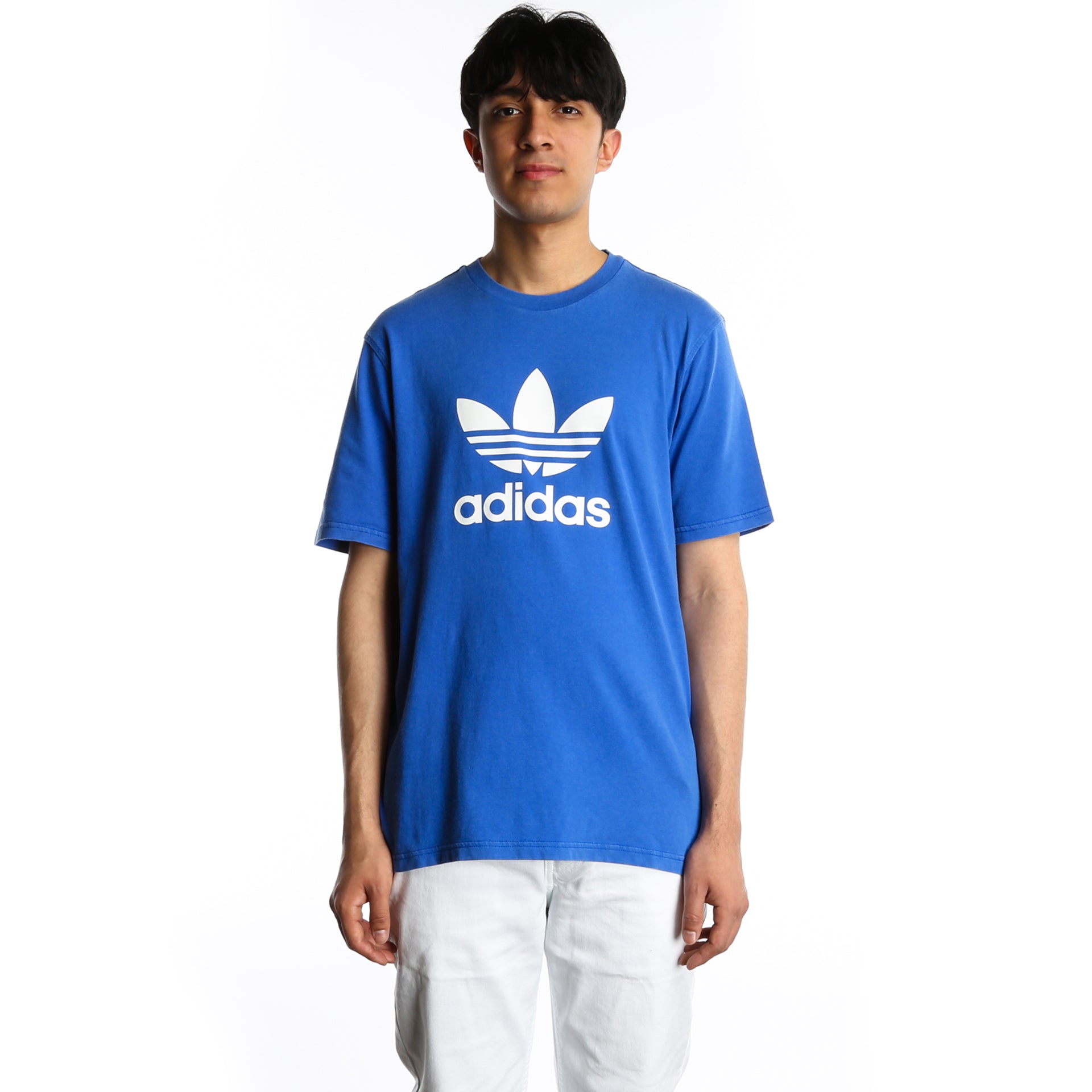 Adidas Men's Trefoil Graphic T-Shirt - Comfortable Casual Blue Cotton Tee for Everyday Wear, Gym & Street Style
