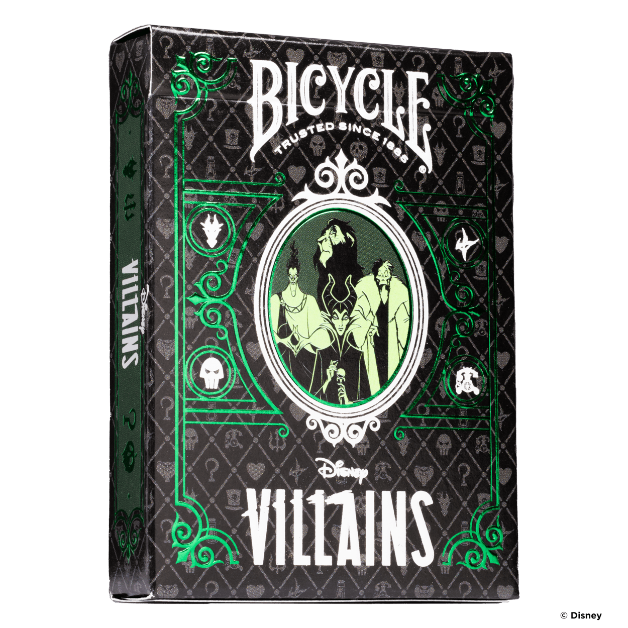 Disney Villains Themed Bicycle Playing Cards - Green Deck for Magic Tricks, Poker Games & Collectors - Perfect for Game Nights, Gifts & Cardistry