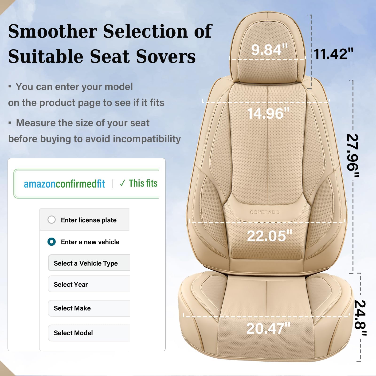 Premium Waterproof Nappa Leather Car Seat Covers - Universal Fit for Most Vehicles (Front Seats) | Beige Auto Seat Protectors for Comfort & Style | Perfect for Daily Commute, Road Trips & Pet Protection