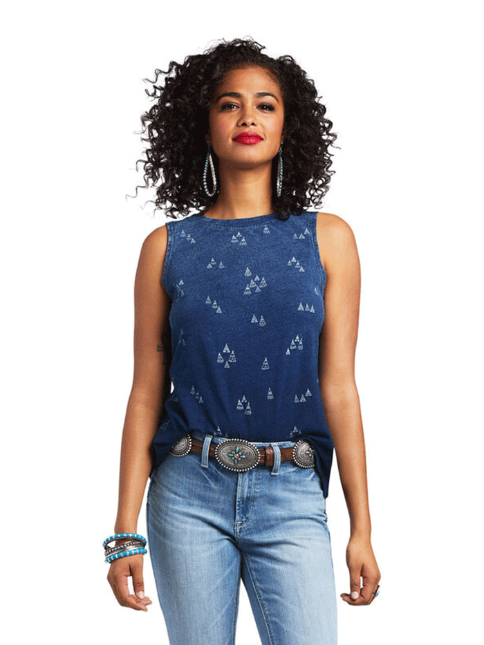 Ariat Women's District Tank Top - Comfortable & Stylish Casual Wear for Outdoor Activities, Workouts & Everyday Use - Indigo Blue