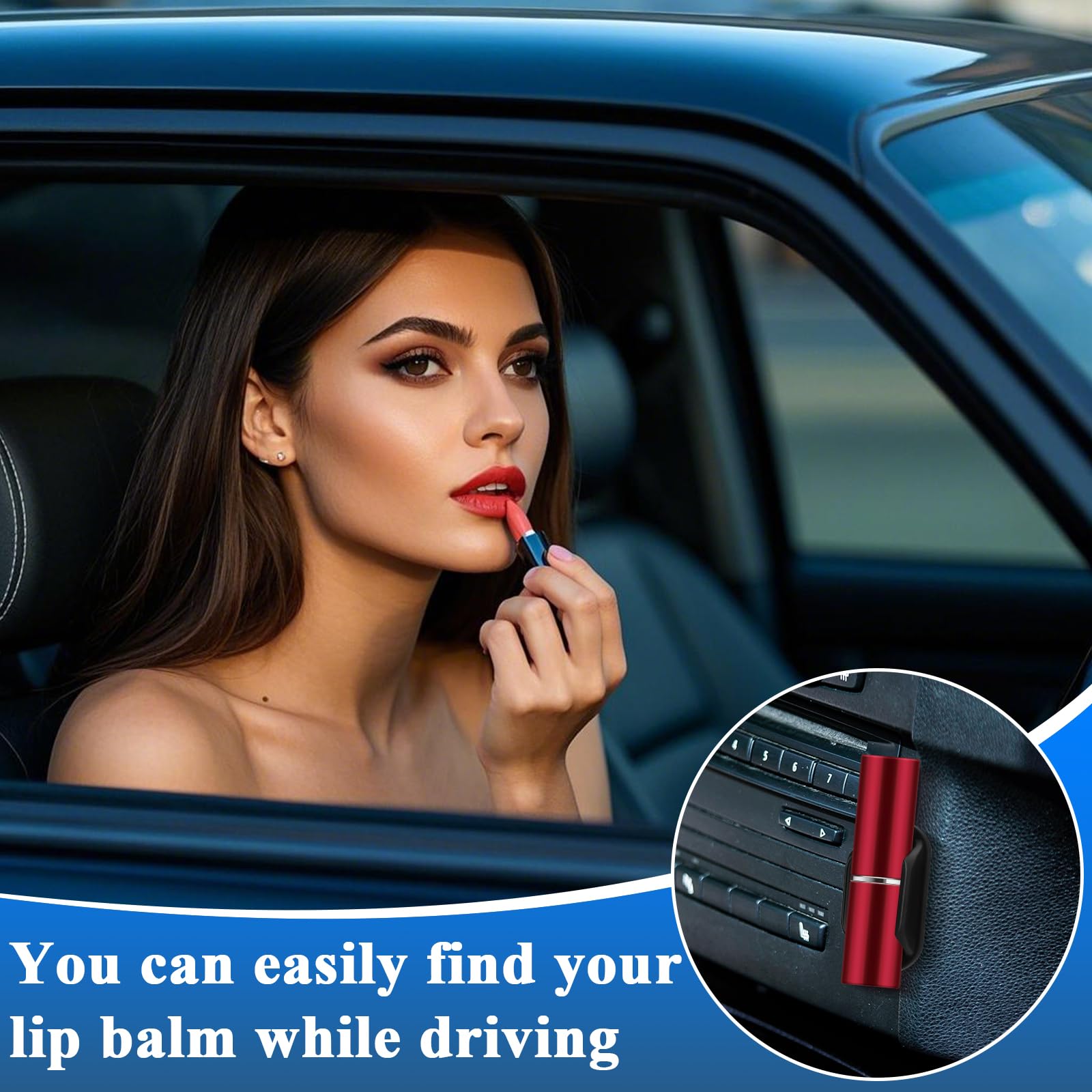 2 Pack Silicone Lip Balm Holder for Car - No Melt Chapstick Organizer, Women's Car Accessories for Lipstick & Cosmetics (Perfect for Summer Road Trips & Daily Commute)